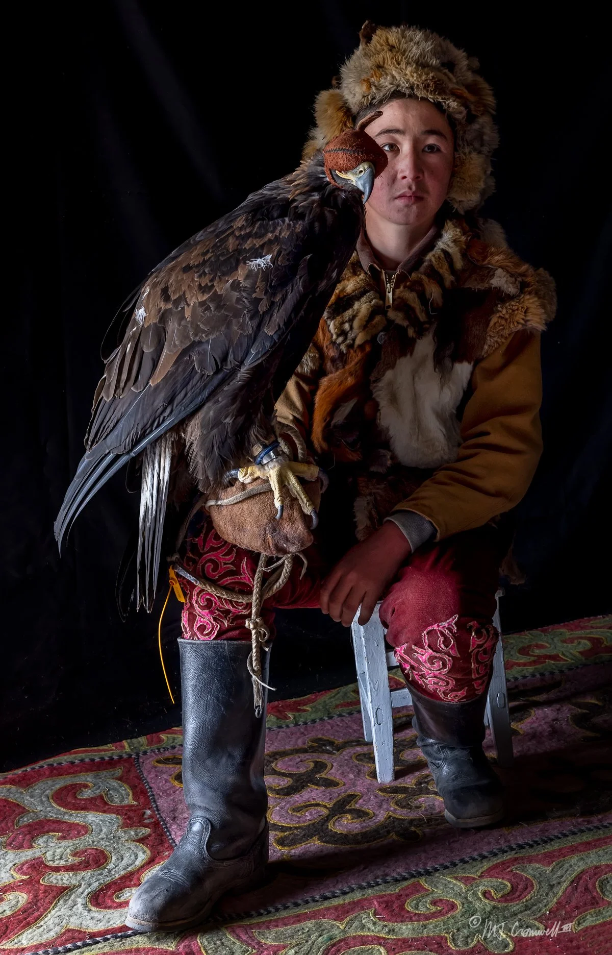 Portrait of Young Hunter and His Eagle