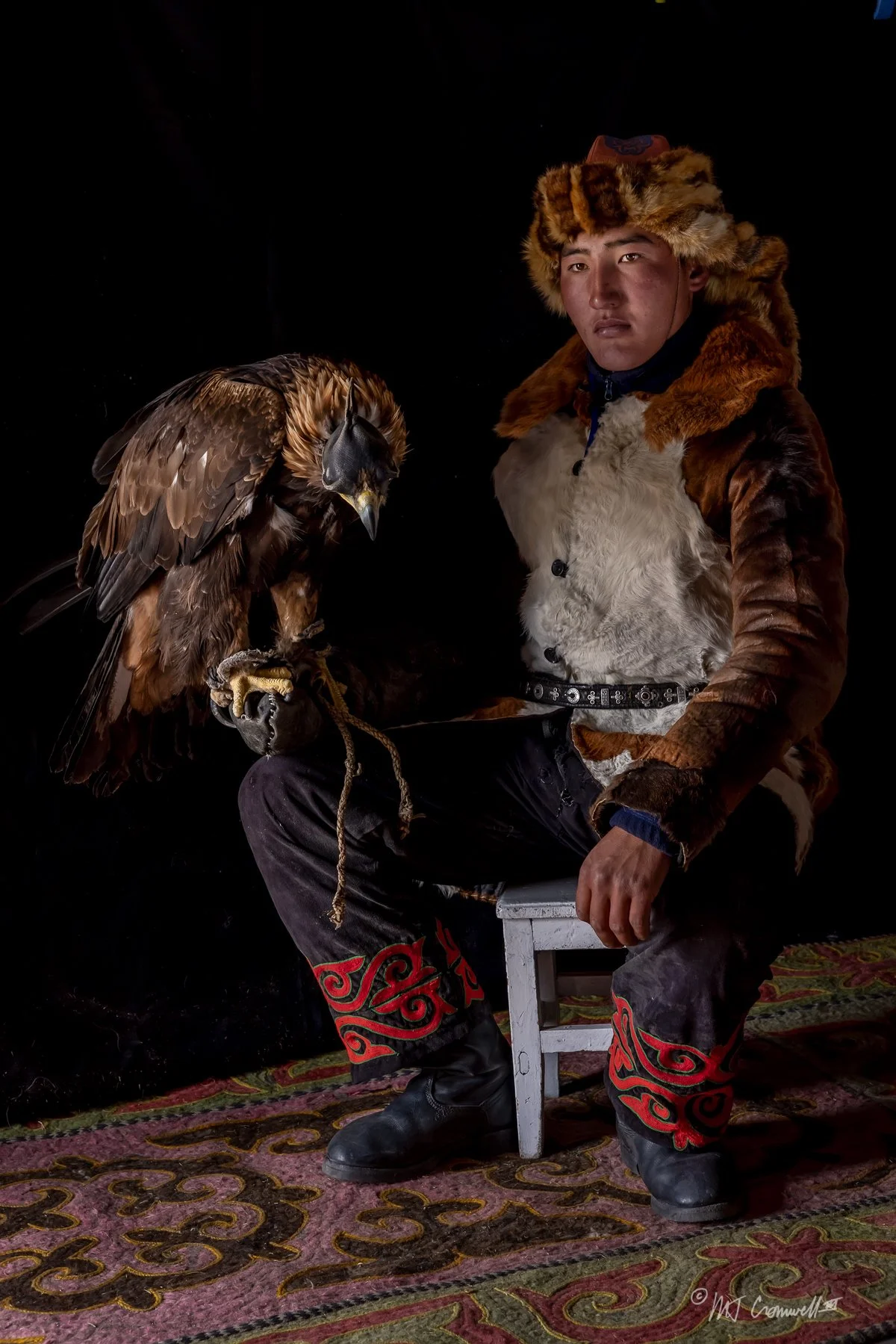 Portrait of Eagle Hunter and His Eagle