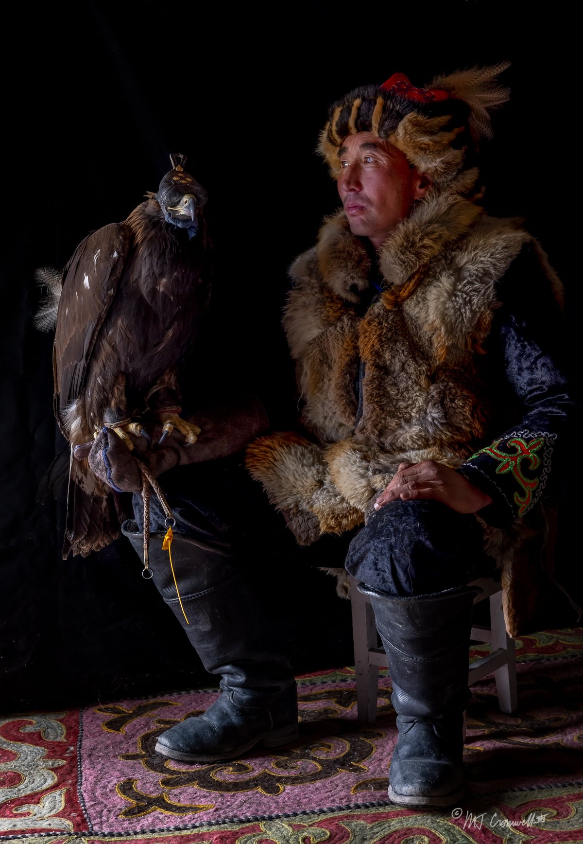 Portrait of Eagle Hunter and His Eagle