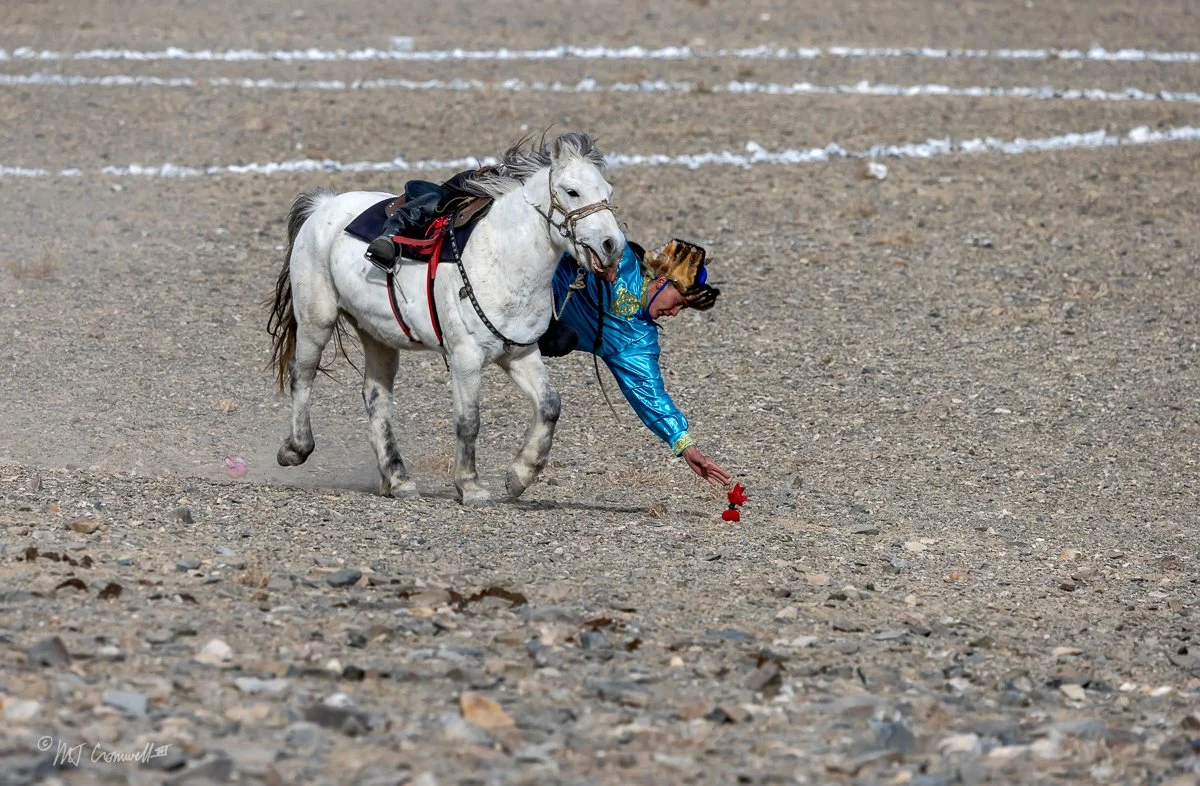 Contestant in Coin Pick-up Event