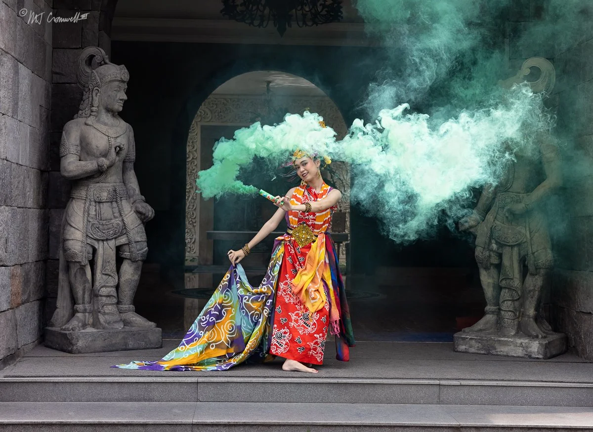 Dancer Near Borobudur Temple in Java