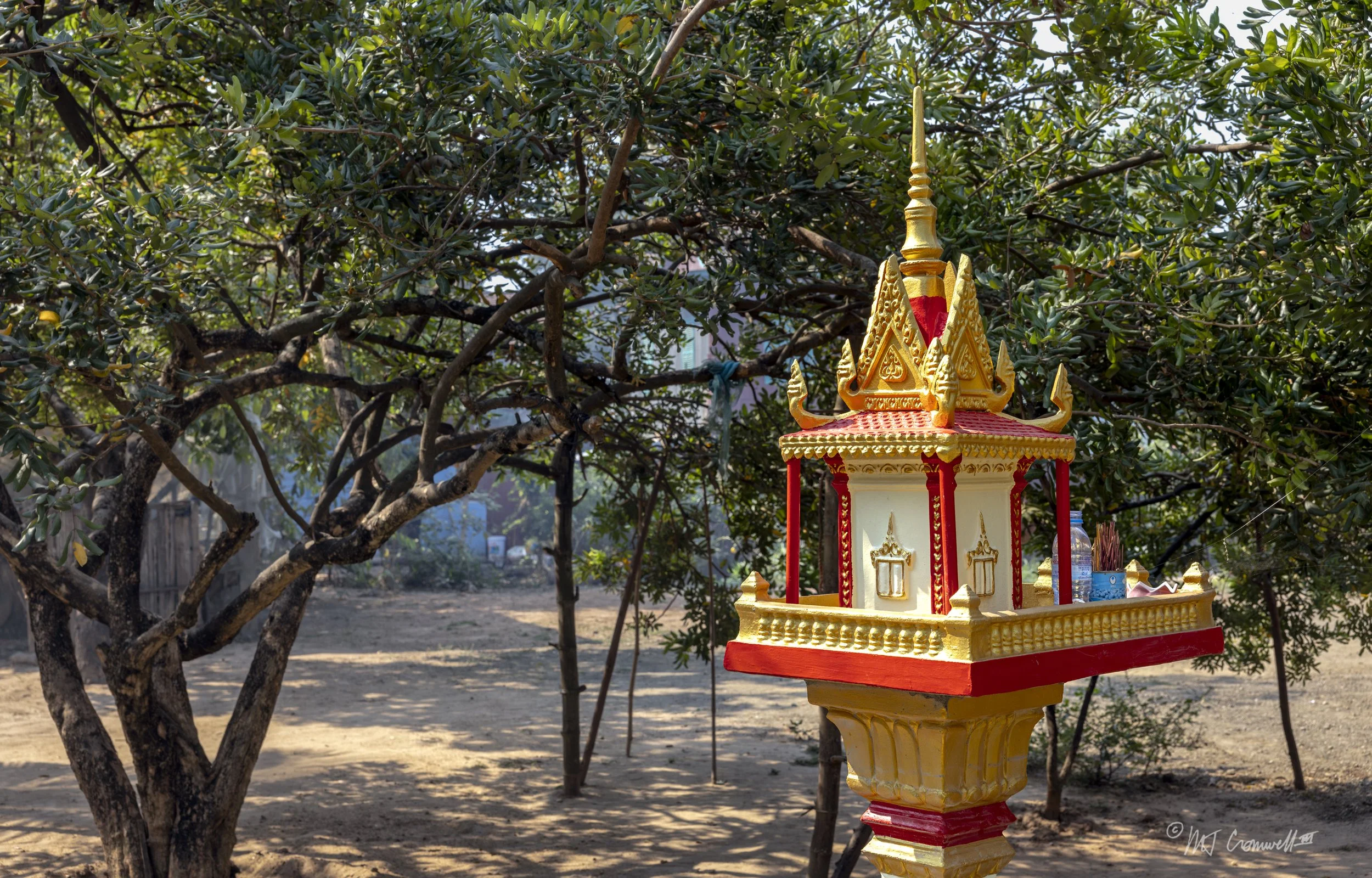 Ornate Spirit House in Cambodian Village