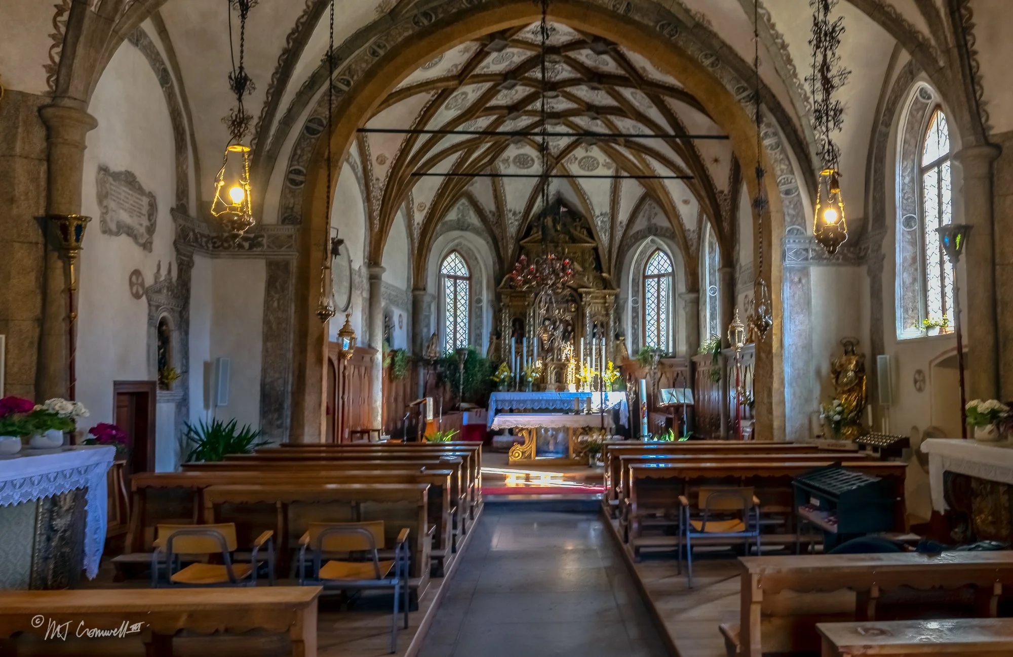Interior of Mountain Village Church in Dolomites