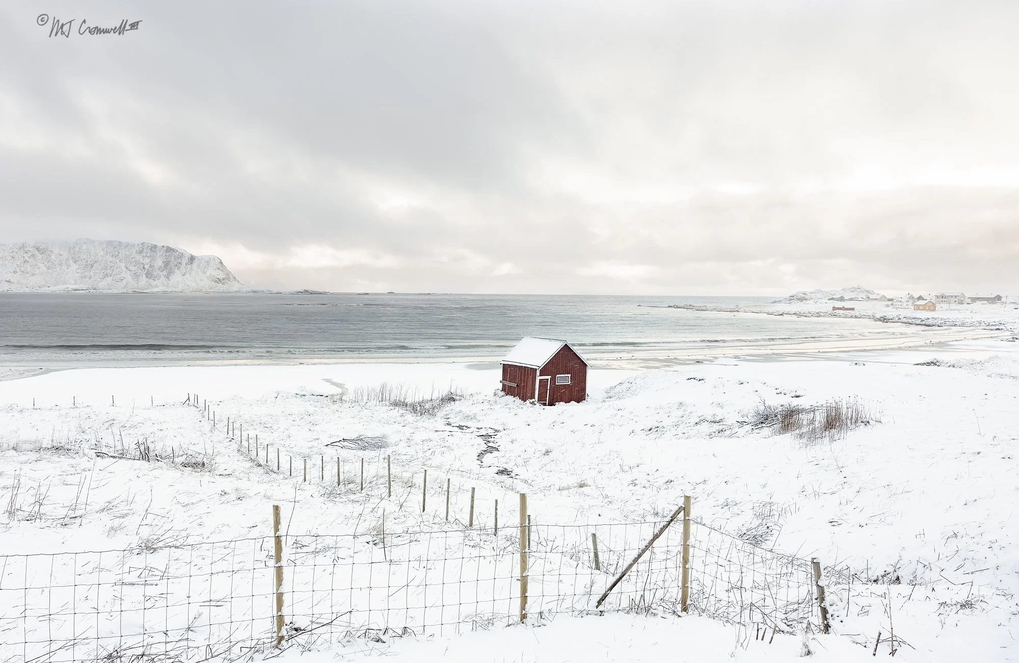 Red Cabin on Ramberg Beach in Lofoten