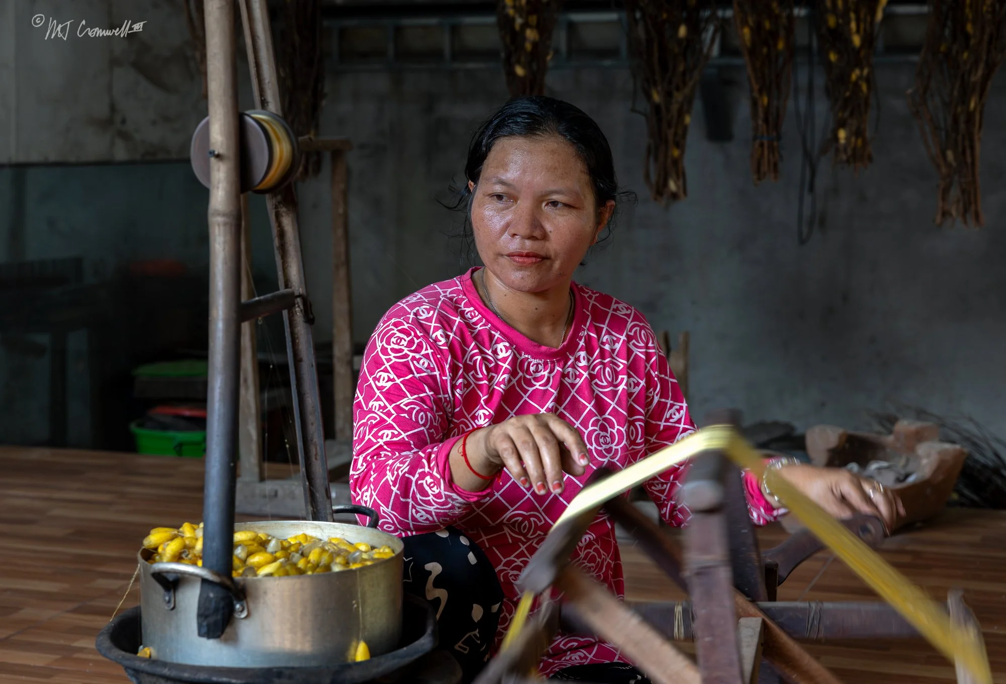 Silk Thread Spinner in Cambodia