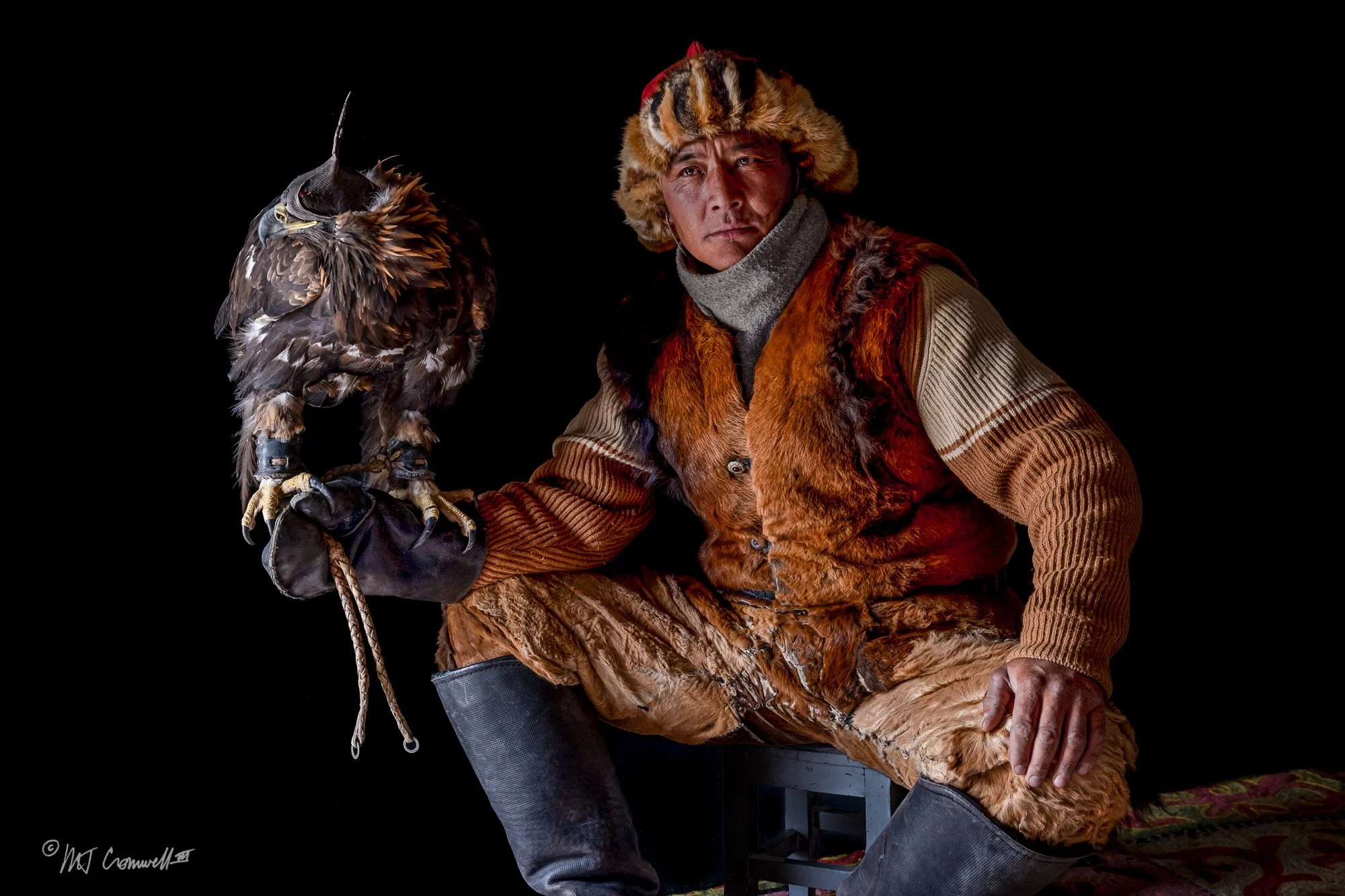 Confident Young Eagle Hunter in Mongolia