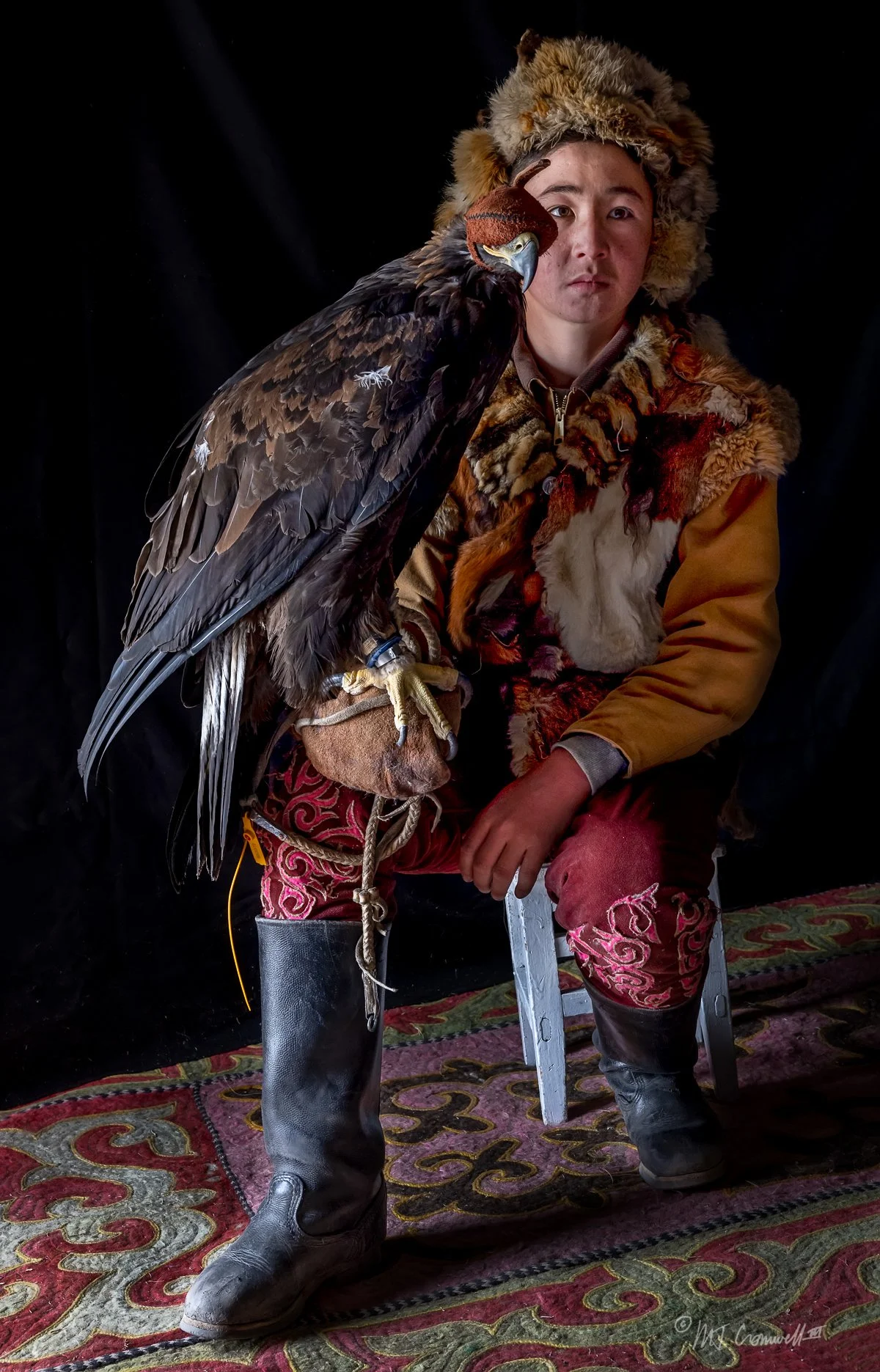 Portrait of Young Hunter and His Eagle
