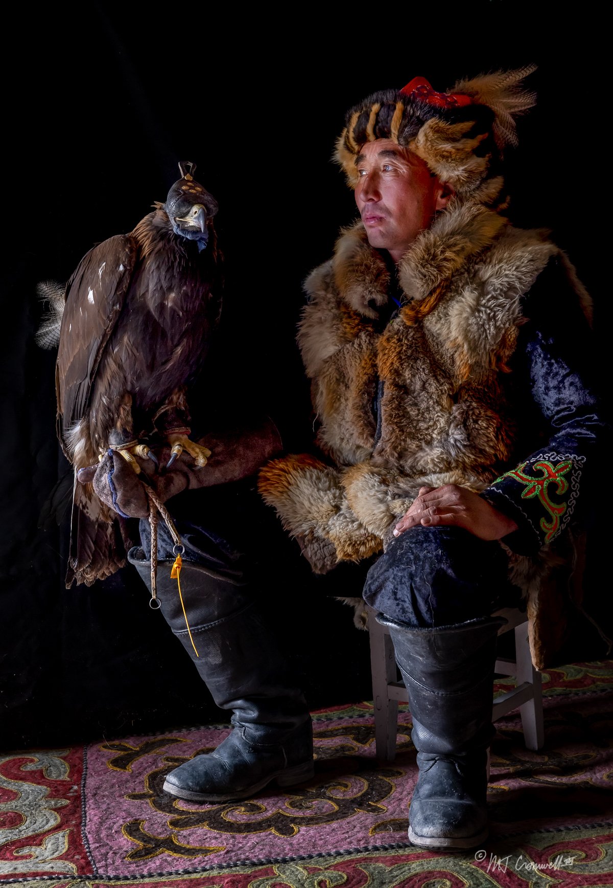 Portrait of Eagle Hunter and His Eagle