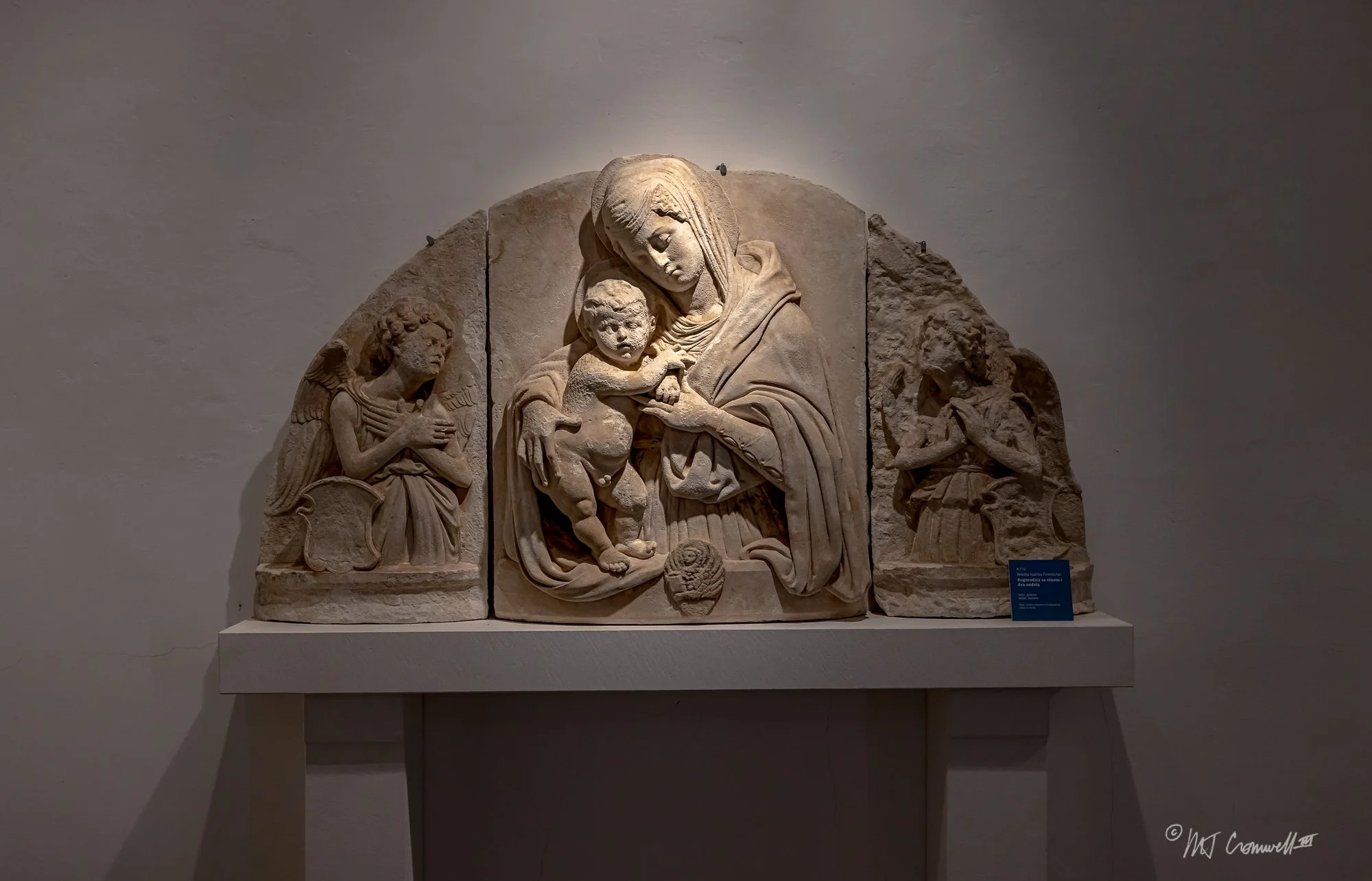 Relief of Virgin Mary and Christ Child in Franciscan Monastery in Hvar Town