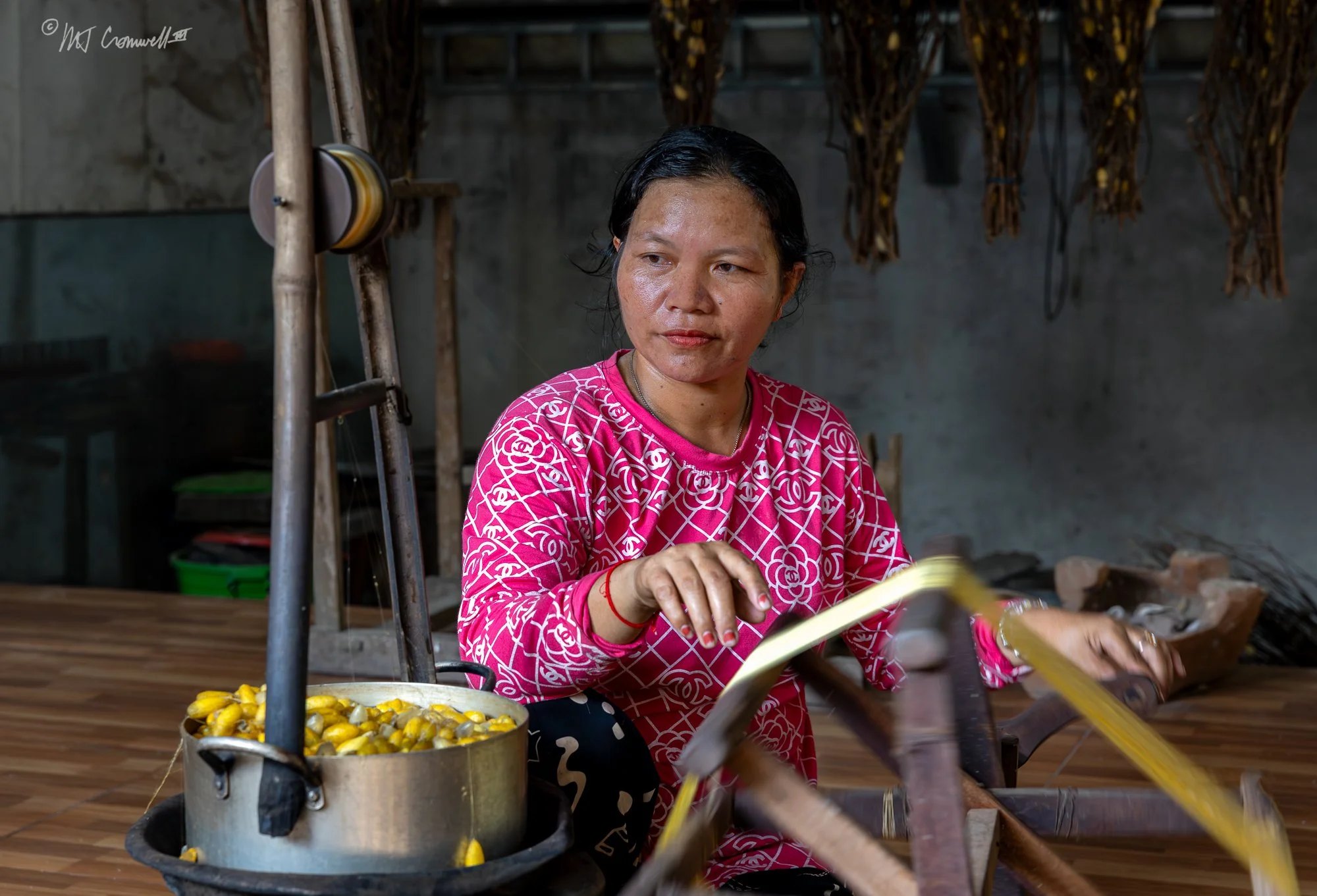 Silk Thread Spinner in Cambodia