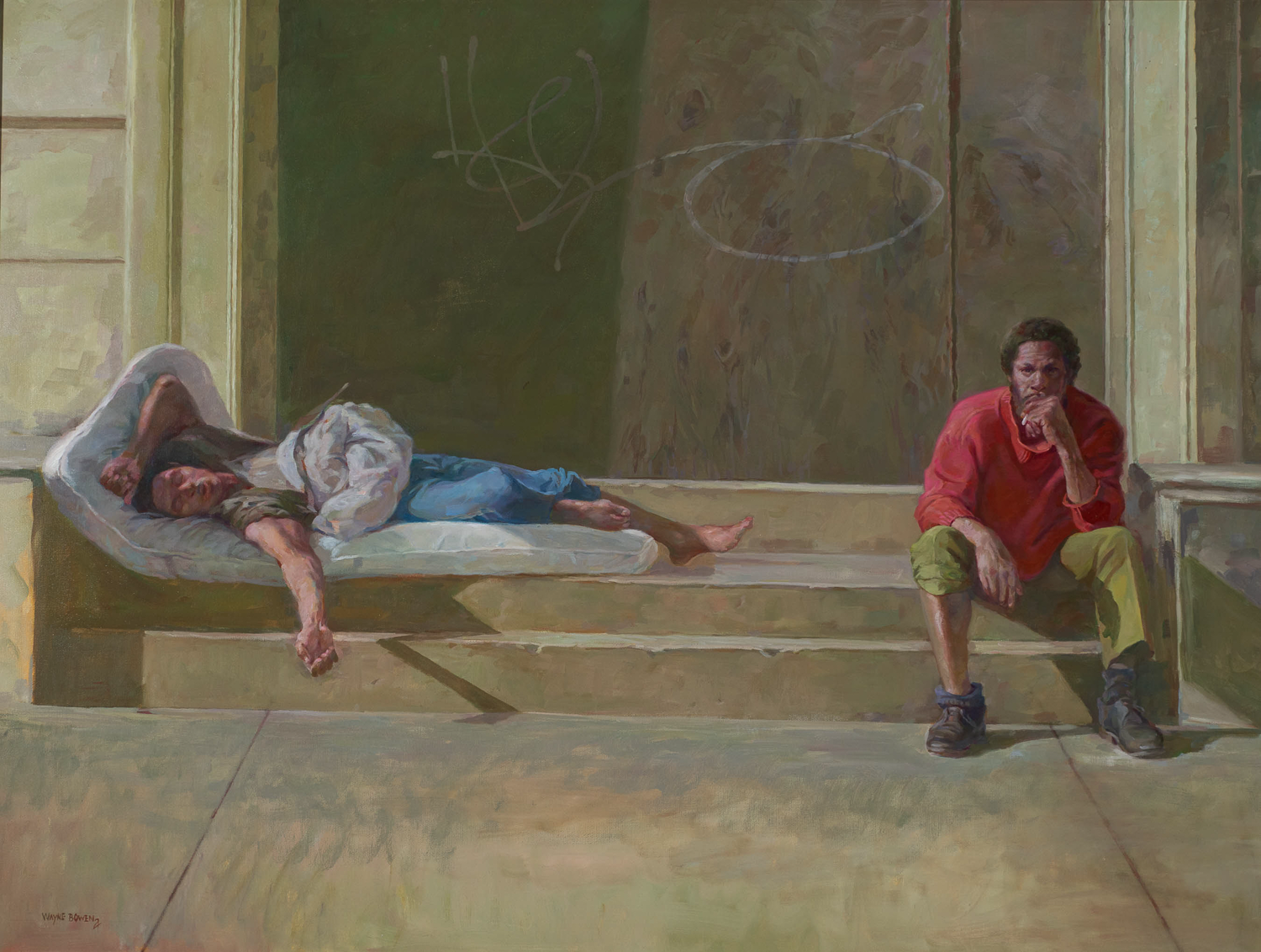 On the Stoop III,
Oil on canvas,  30 x 40