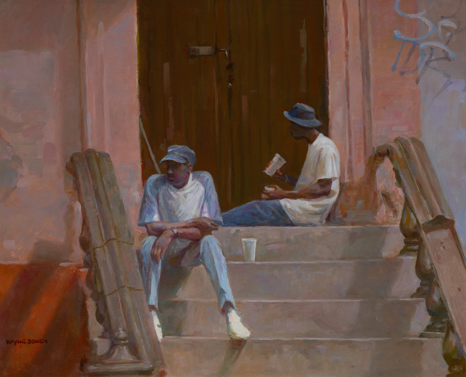On the Stoop II,
Oil on canvas, 16 x 20