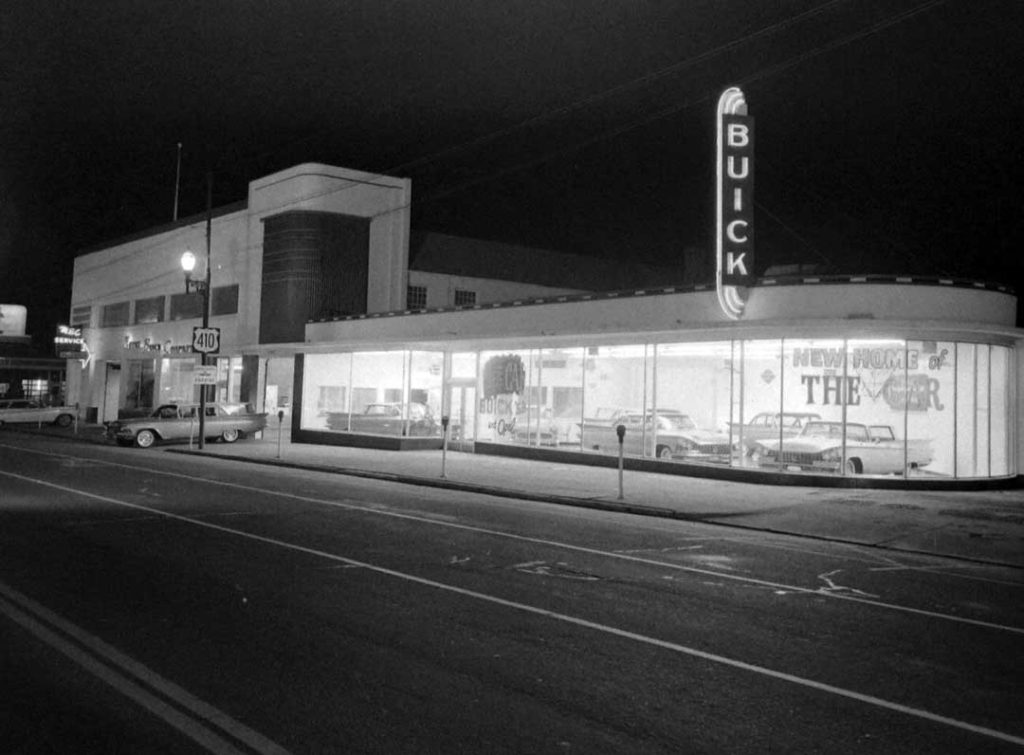 The building where Bledsoe Family Winery, Sears, and Trove reside had been a Buick dealer.