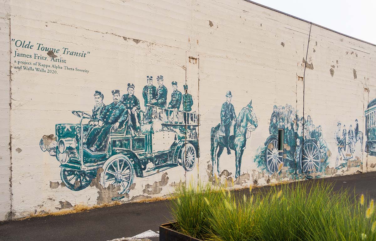 The south side of the t.h.e Interior buiding features “Olde Towne Transit,” by James Fritz.