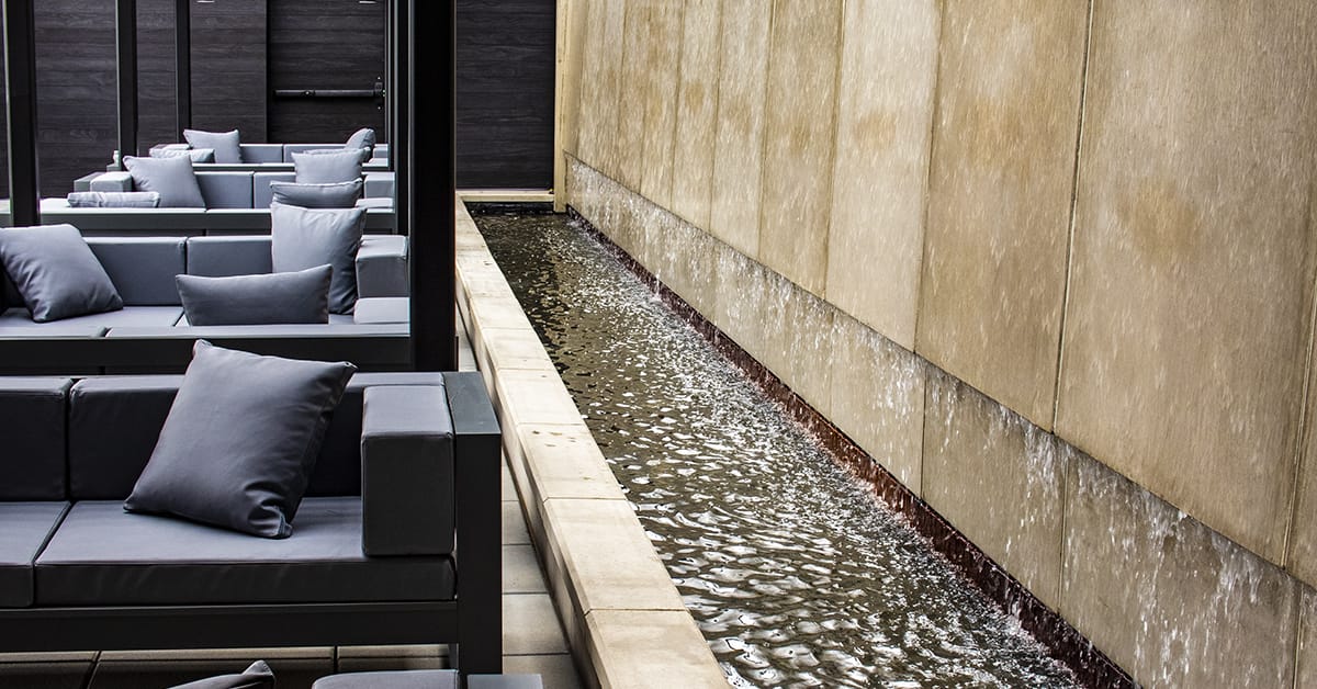  The waterfall is a touch that takes the tasting room to another level. 