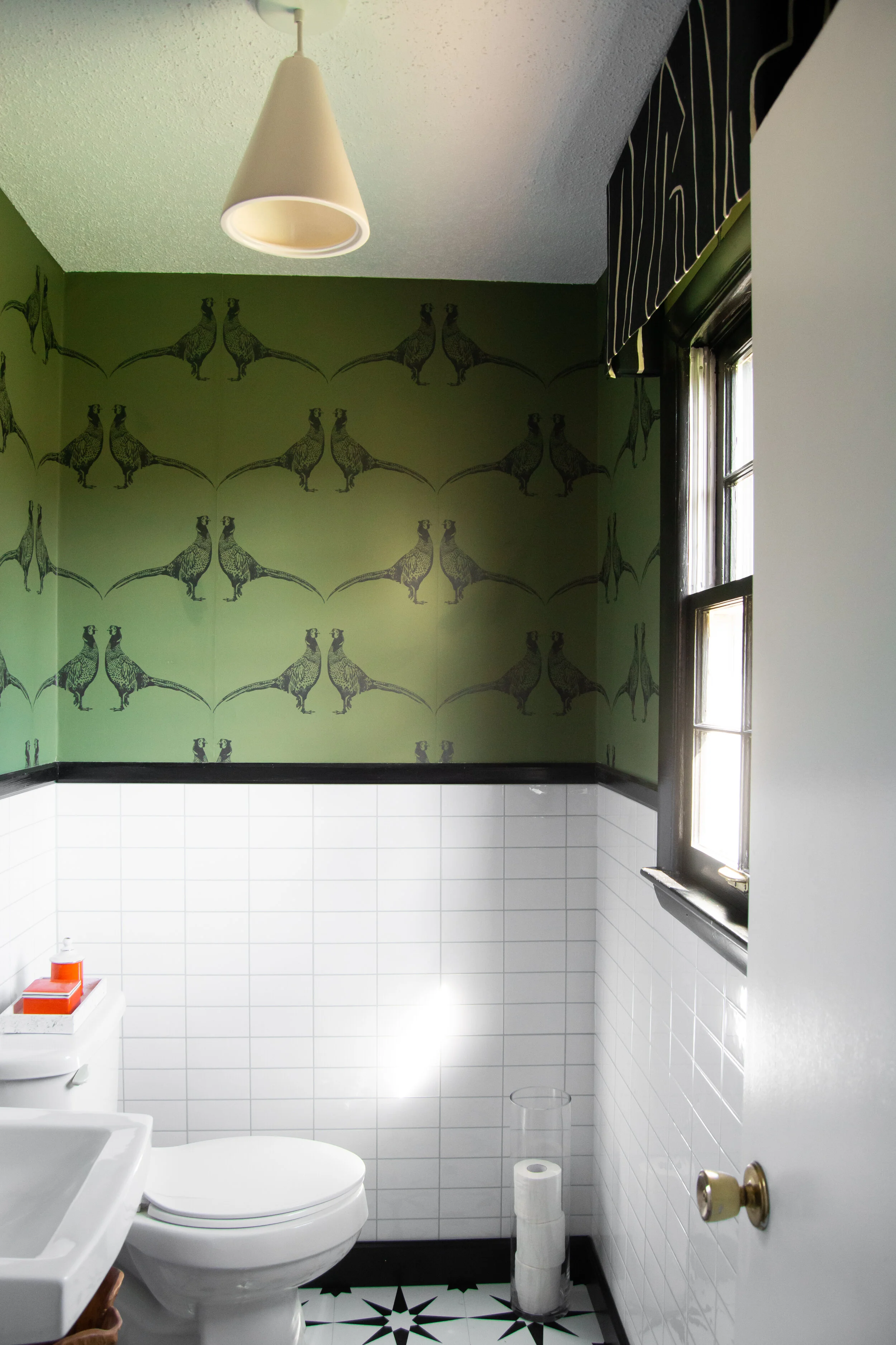 rental bathroom makeover using peel and stick tiles — Hausmatter