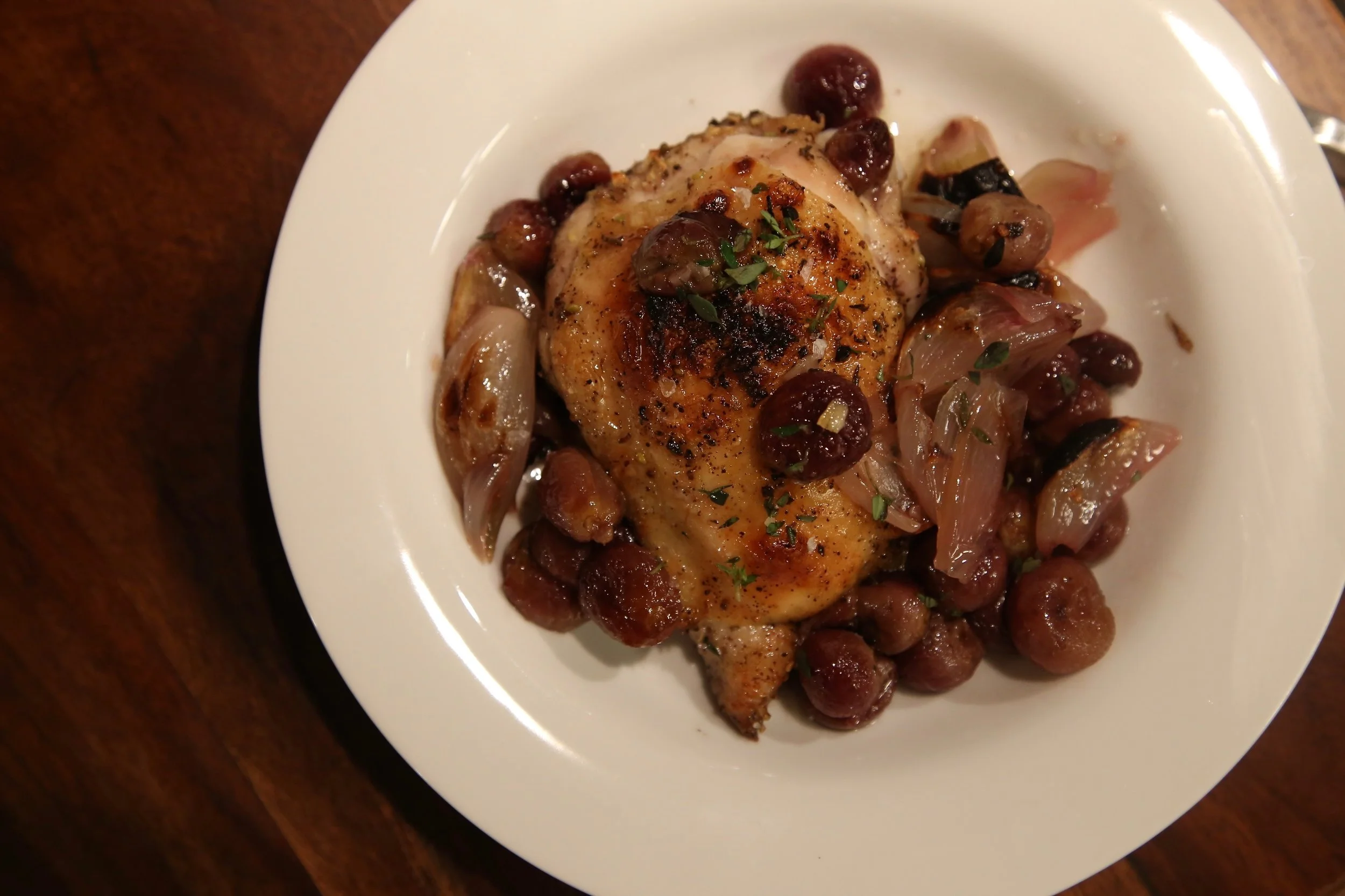 Roasted Chicken Thighs + Grapes