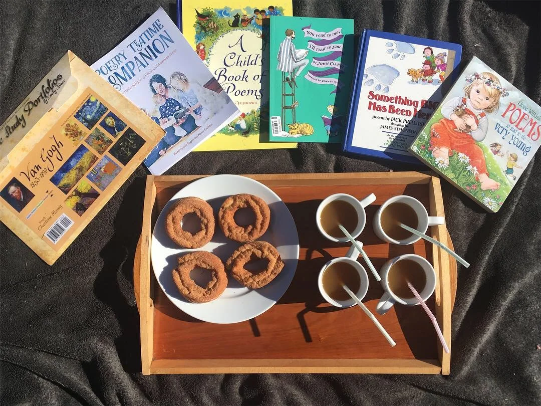 Poetry Tea Time - October 2018 with apple cider donuts and apple cider of course!