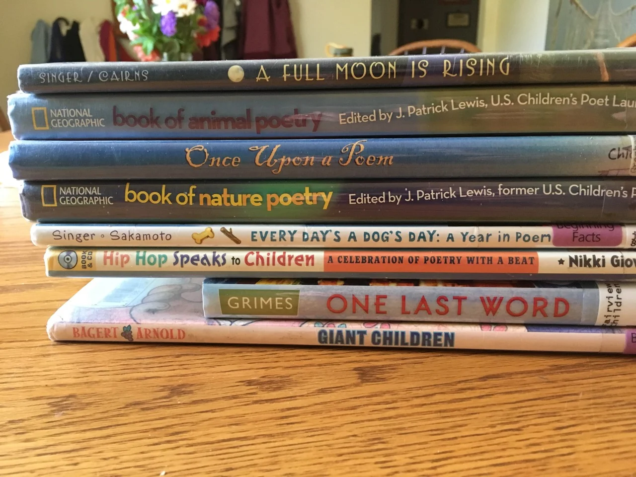 Our latest poetry finds at the library! Giant Children and Every Day’s a Dog’s Day have been the greatest hits thus far.