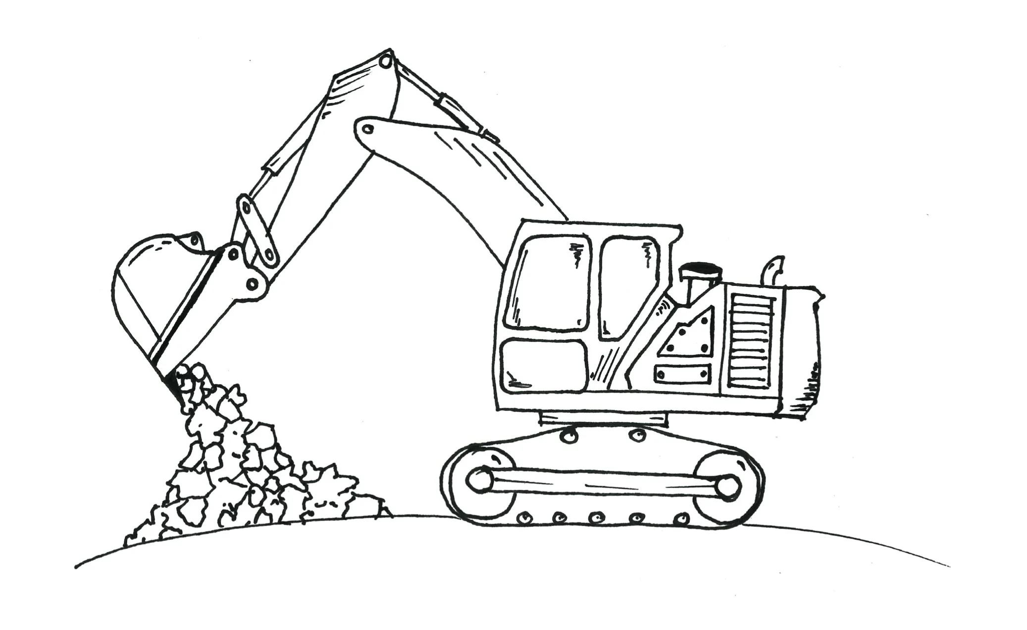 Excavator Coloring Page