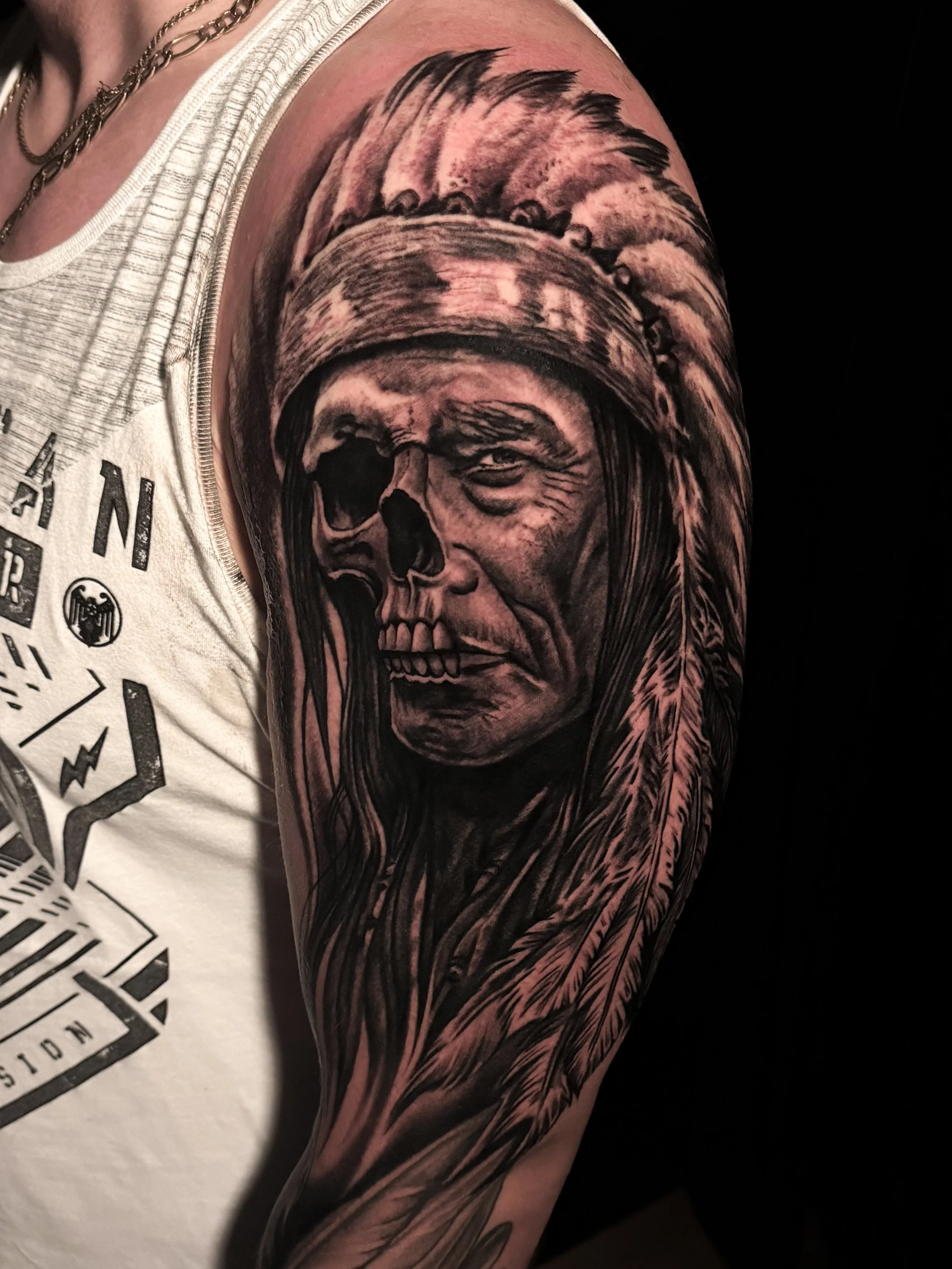 Skull Indian Native American Chief Tattoo