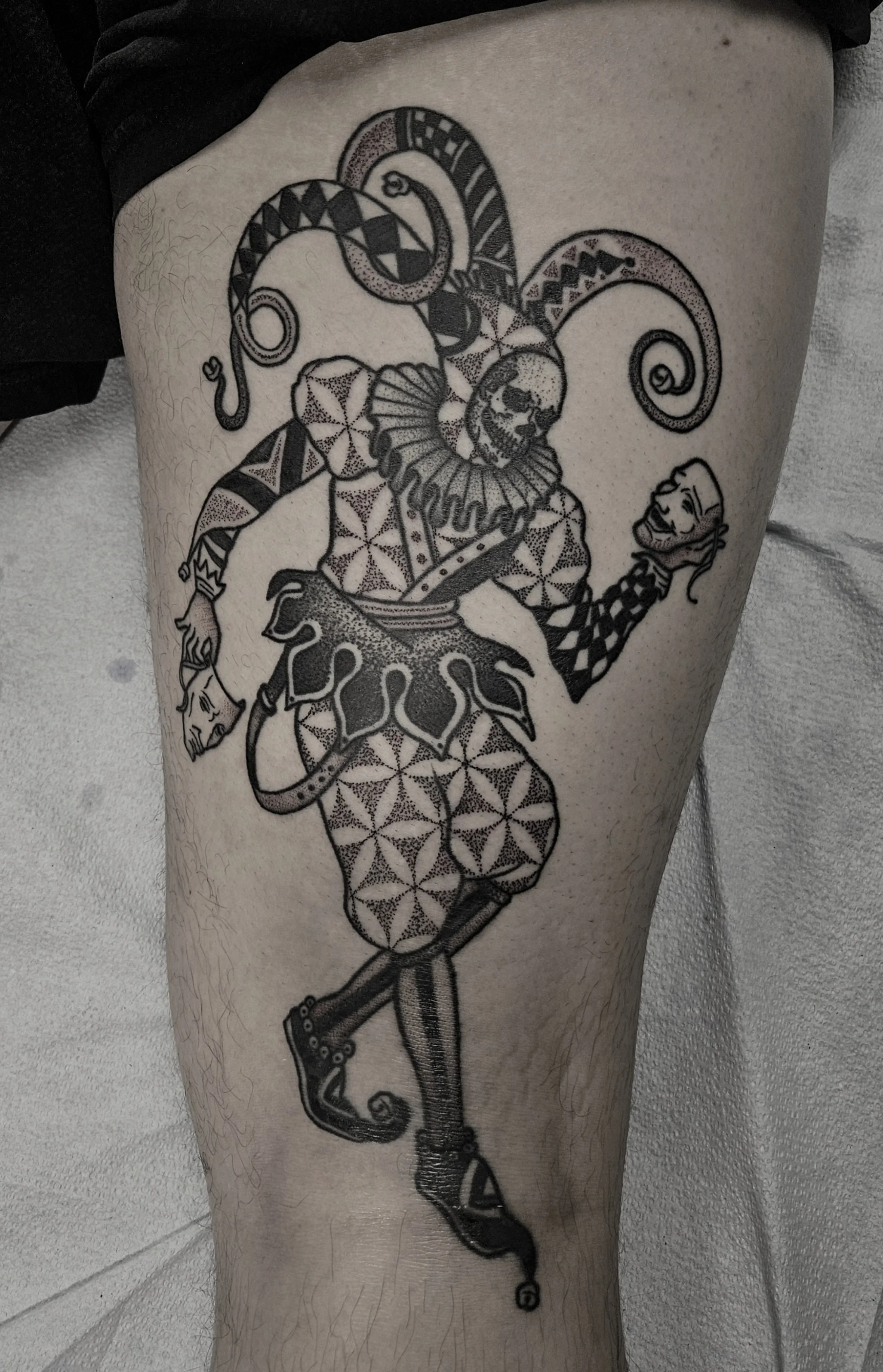 Skeleton Jester Tattoo by Kirk George