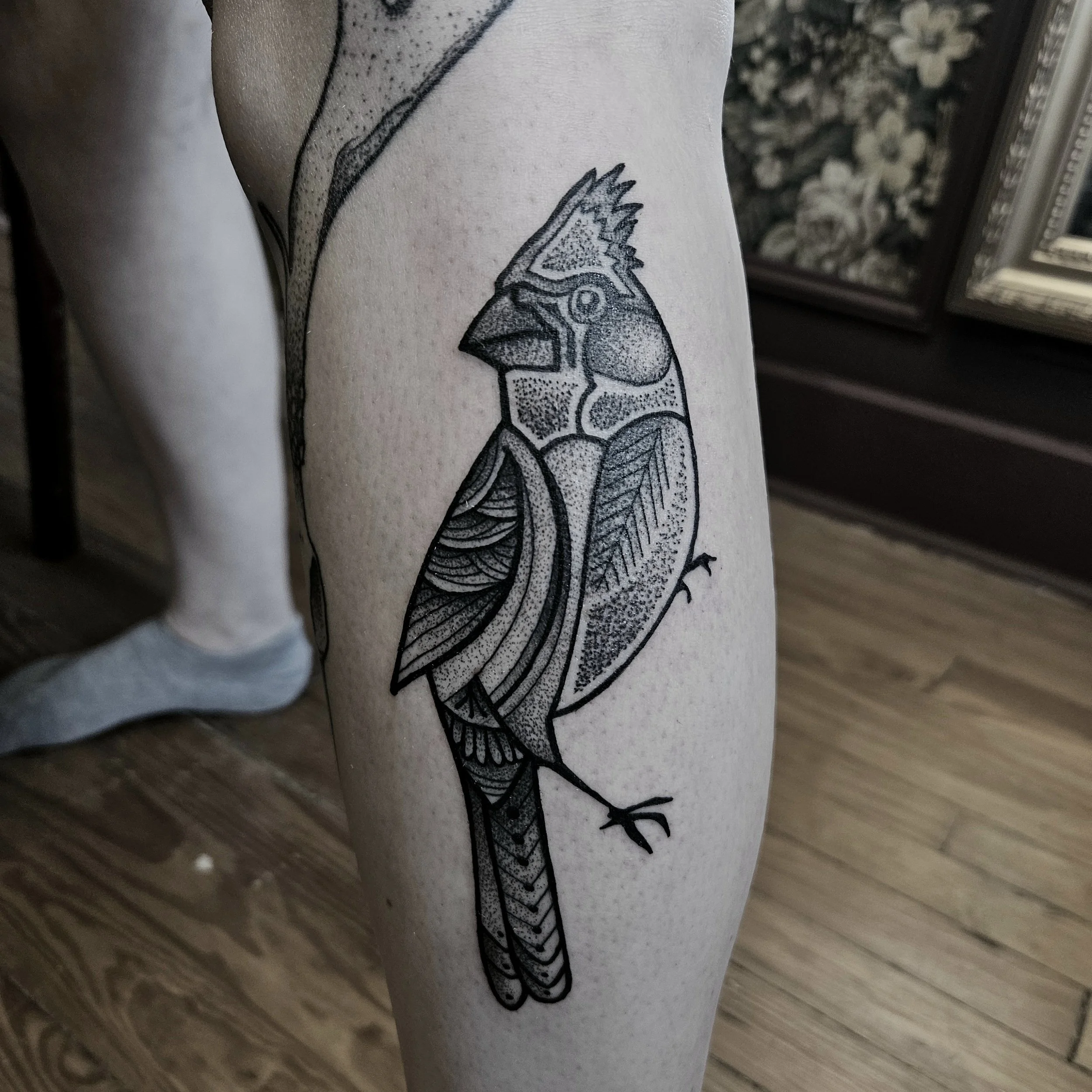 Cardinal Bird Tattoo by Kirk George