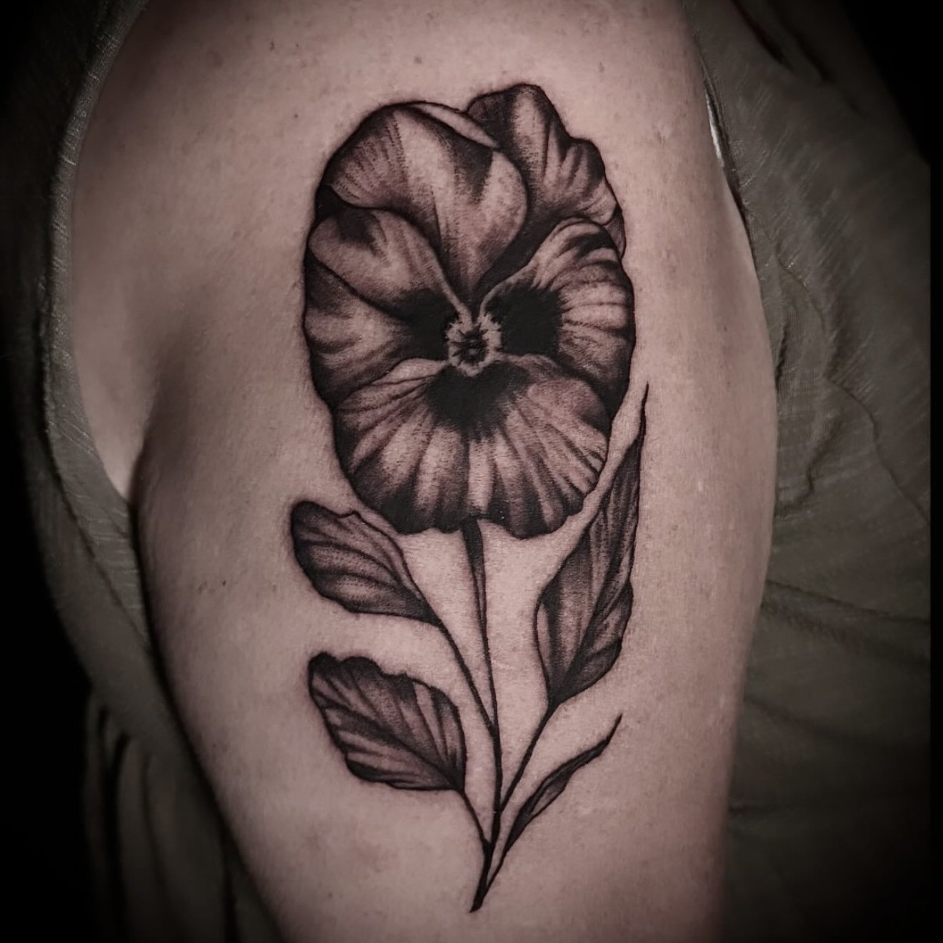 Black and Grey Flower Tattoo by Rhonda Heath