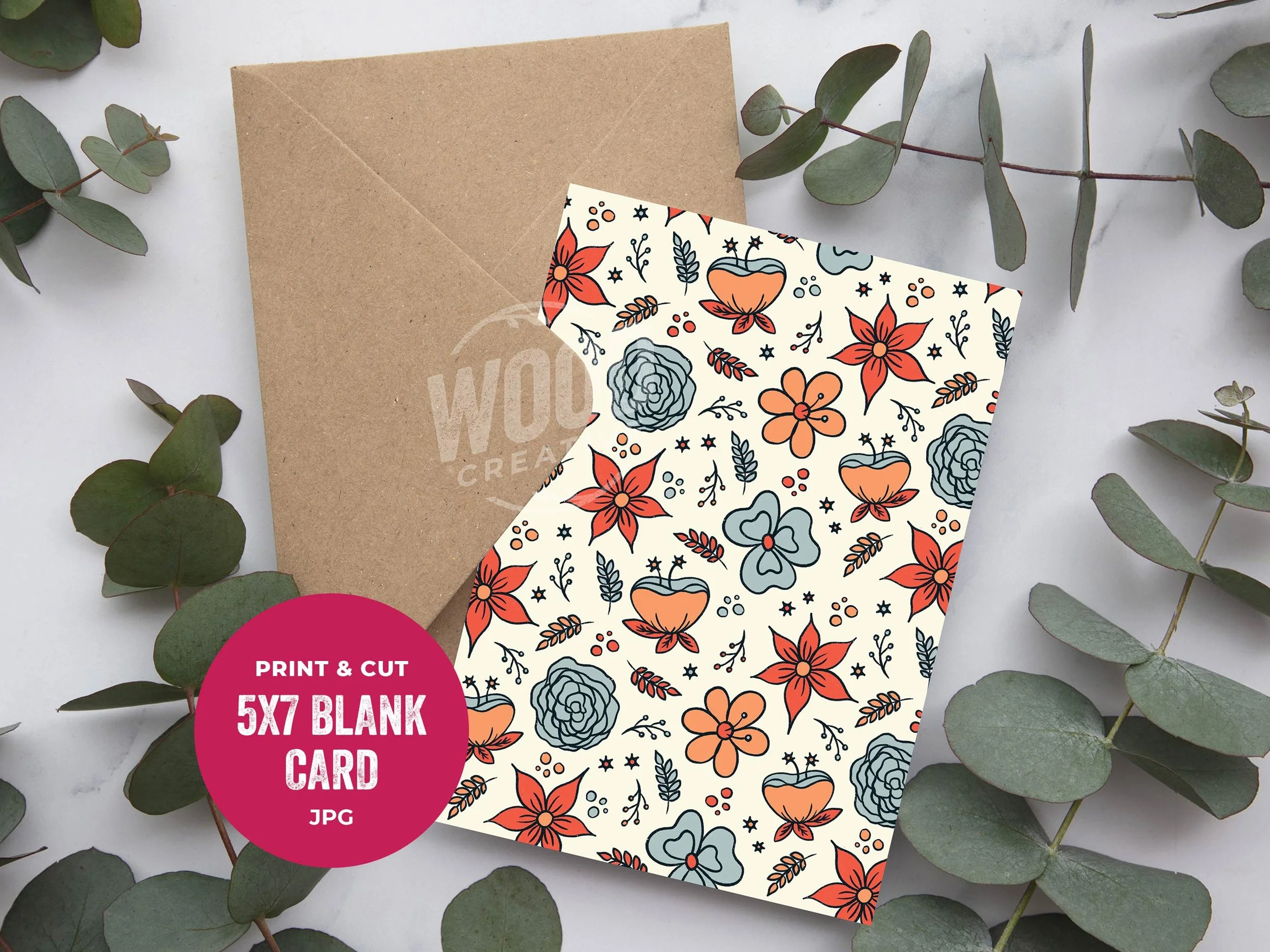 Neutral Flowers Printable Greeting Card