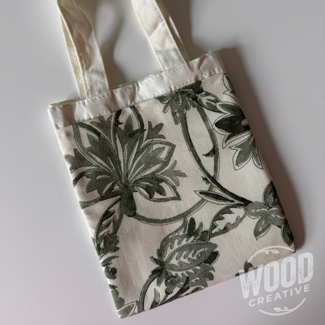 Green Floral Upcycled Mini Tote