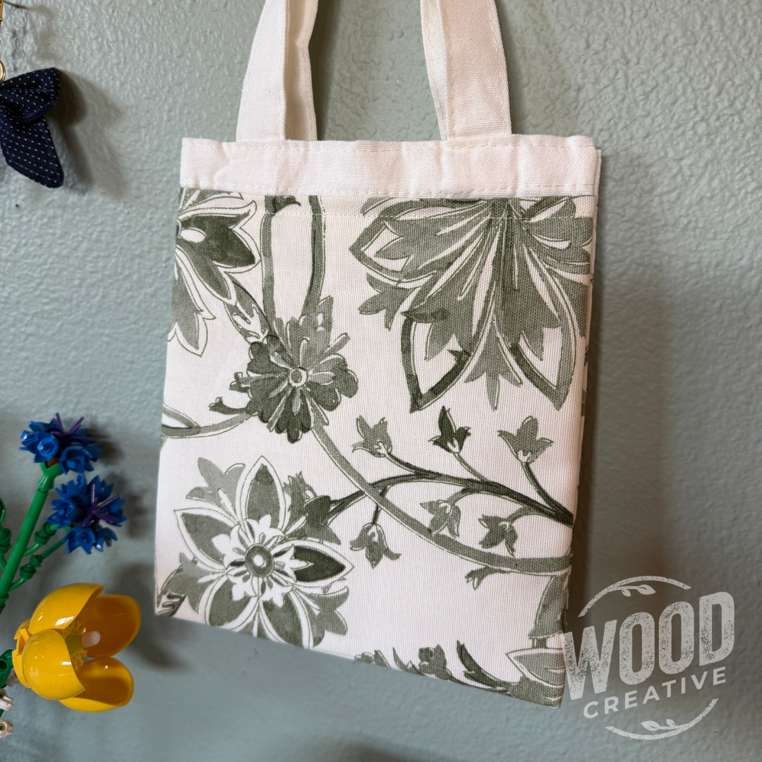 Green Floral Upcycled Mini Tote