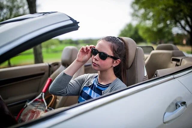 Checking the glasses before heading off to the tennis game