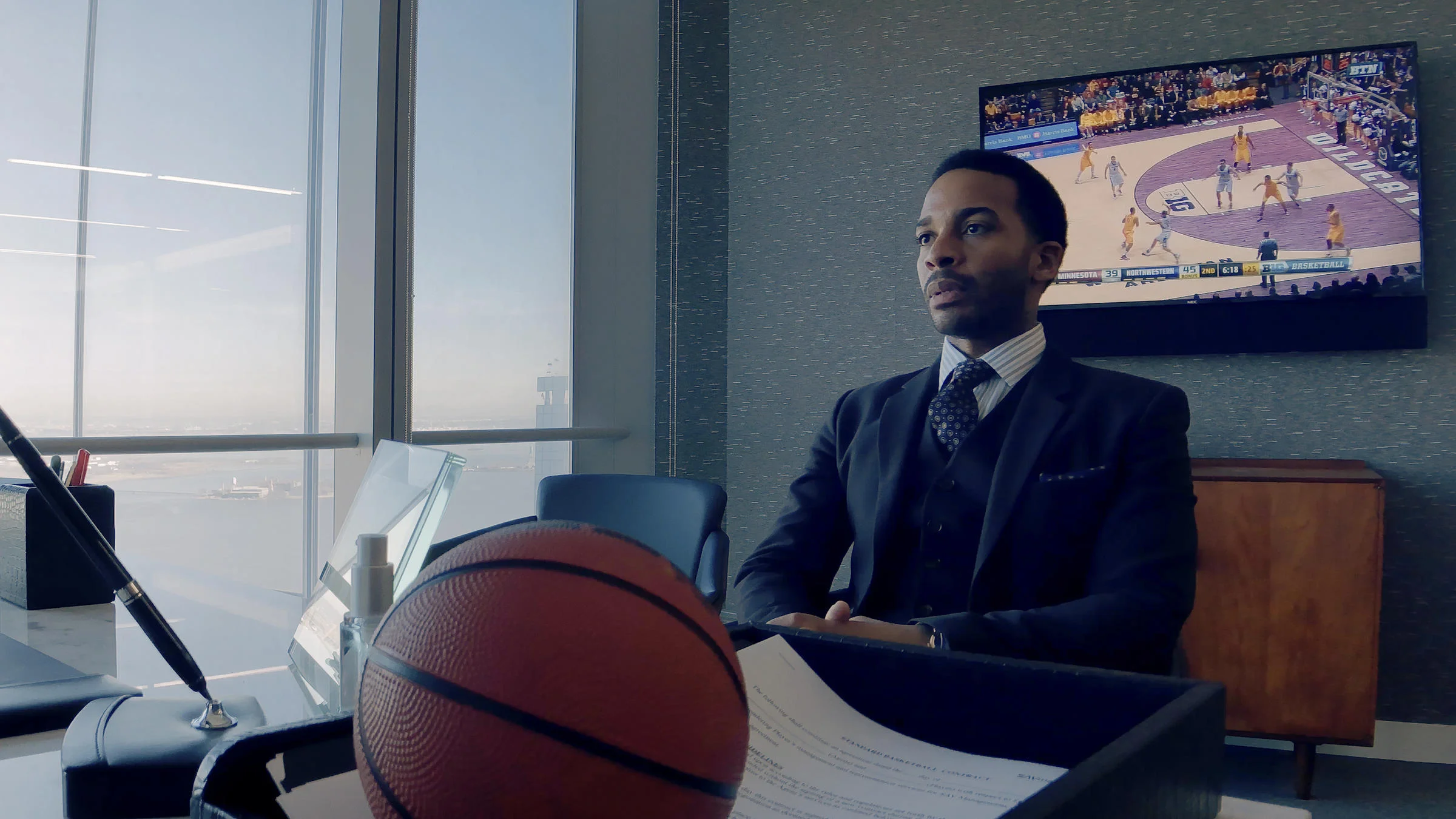 Andre Holland in High Flying Bird , photo by Peter Andrews, courtesy of Netflix