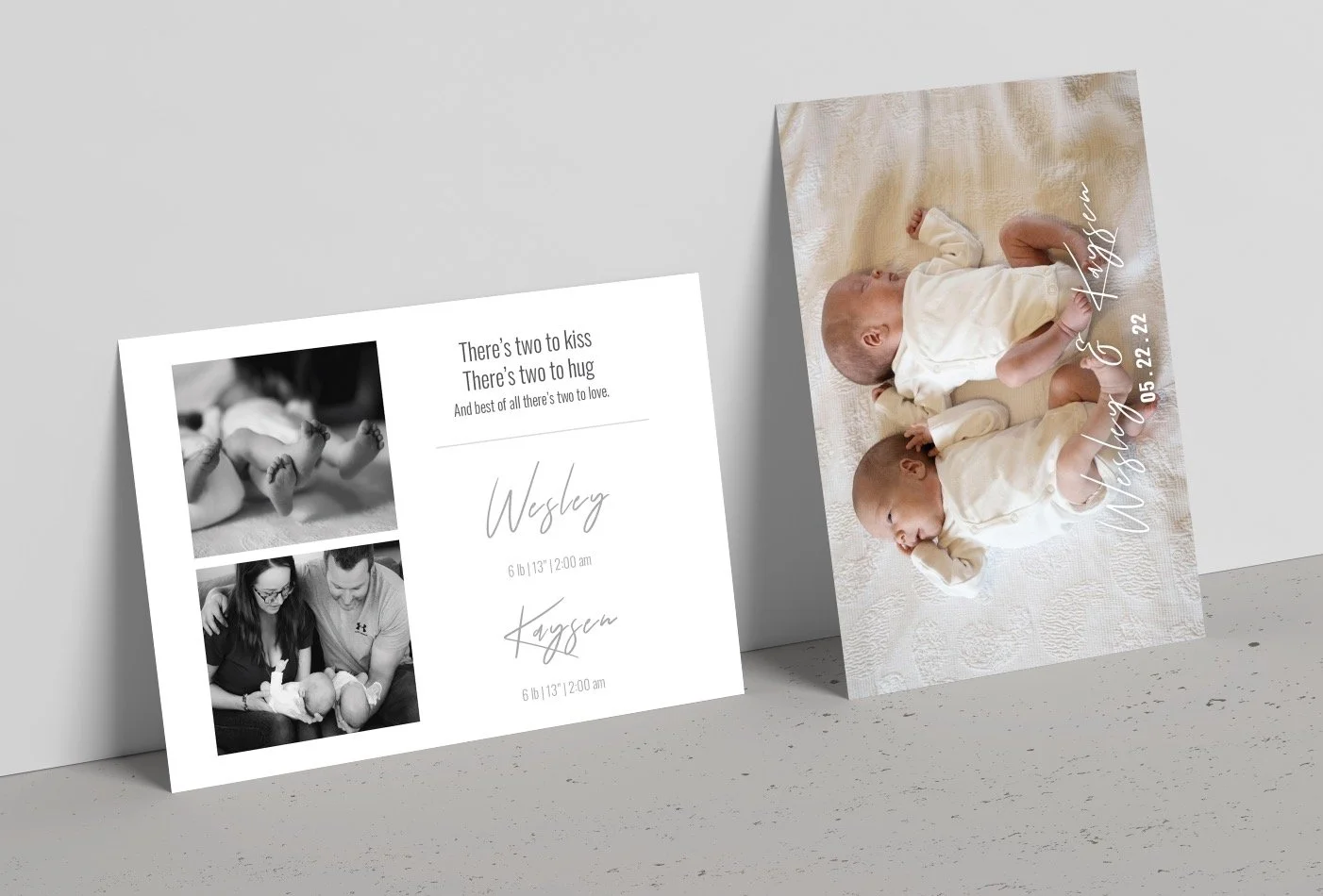 Twin Announcement Card