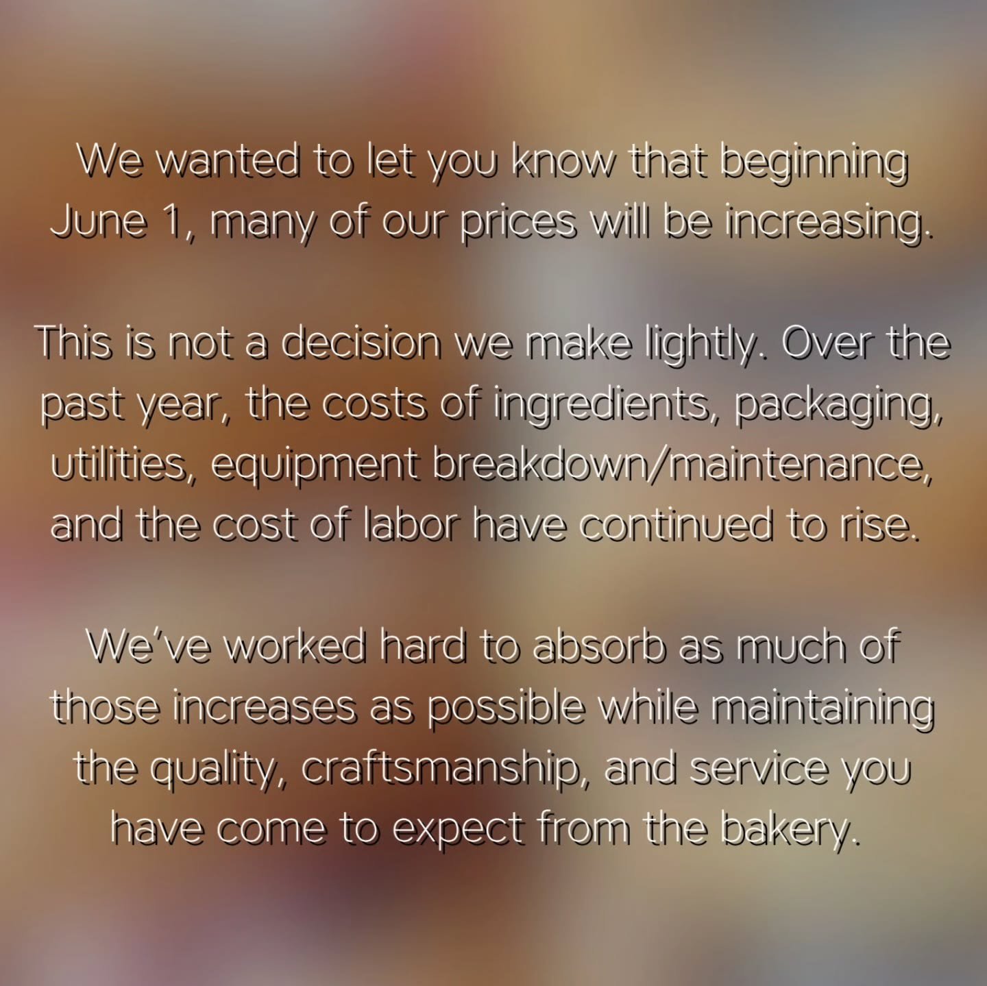 We want to be transparent about all things Bonny, and we can't thank you all enough for for stopping on in 🍞🥖
