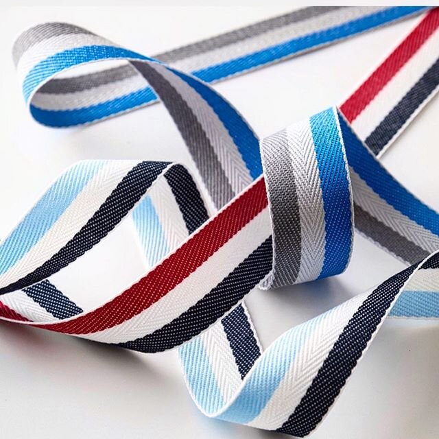 STRIPE HERRINGBONE TAPE | #tape #stripe #tapes #trim #blue #red #beige #denim #white #lightblue #ribbon #ribbons #tape #fashiontrends #trimmings #womensfashion #designer #instagood #fashiondesigner #fashiondesigners #selnitrexaustralia #haberdashery 