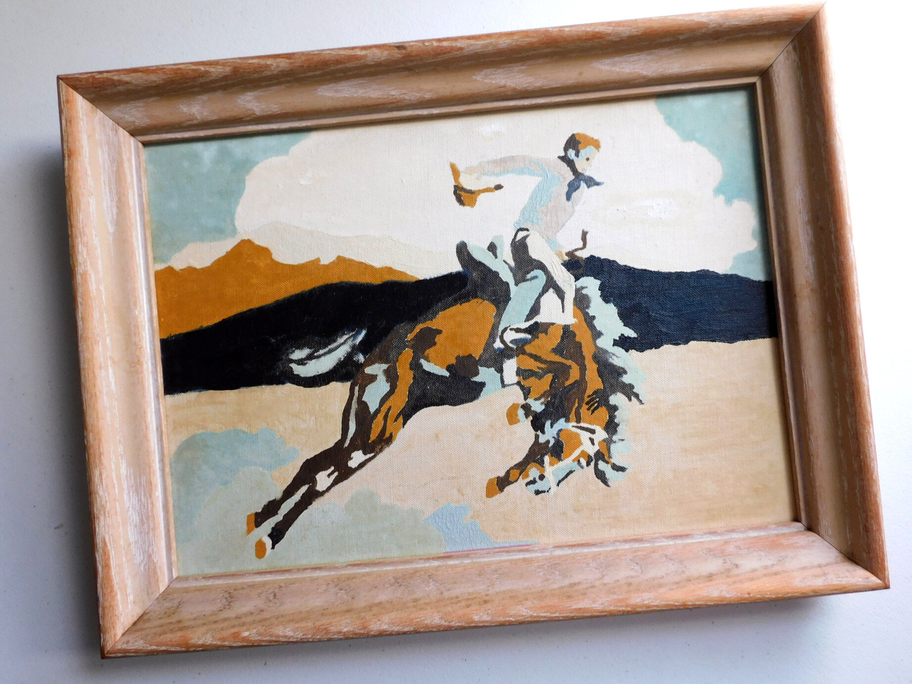 Paint-by-Number Bronco Rider Framed Picture