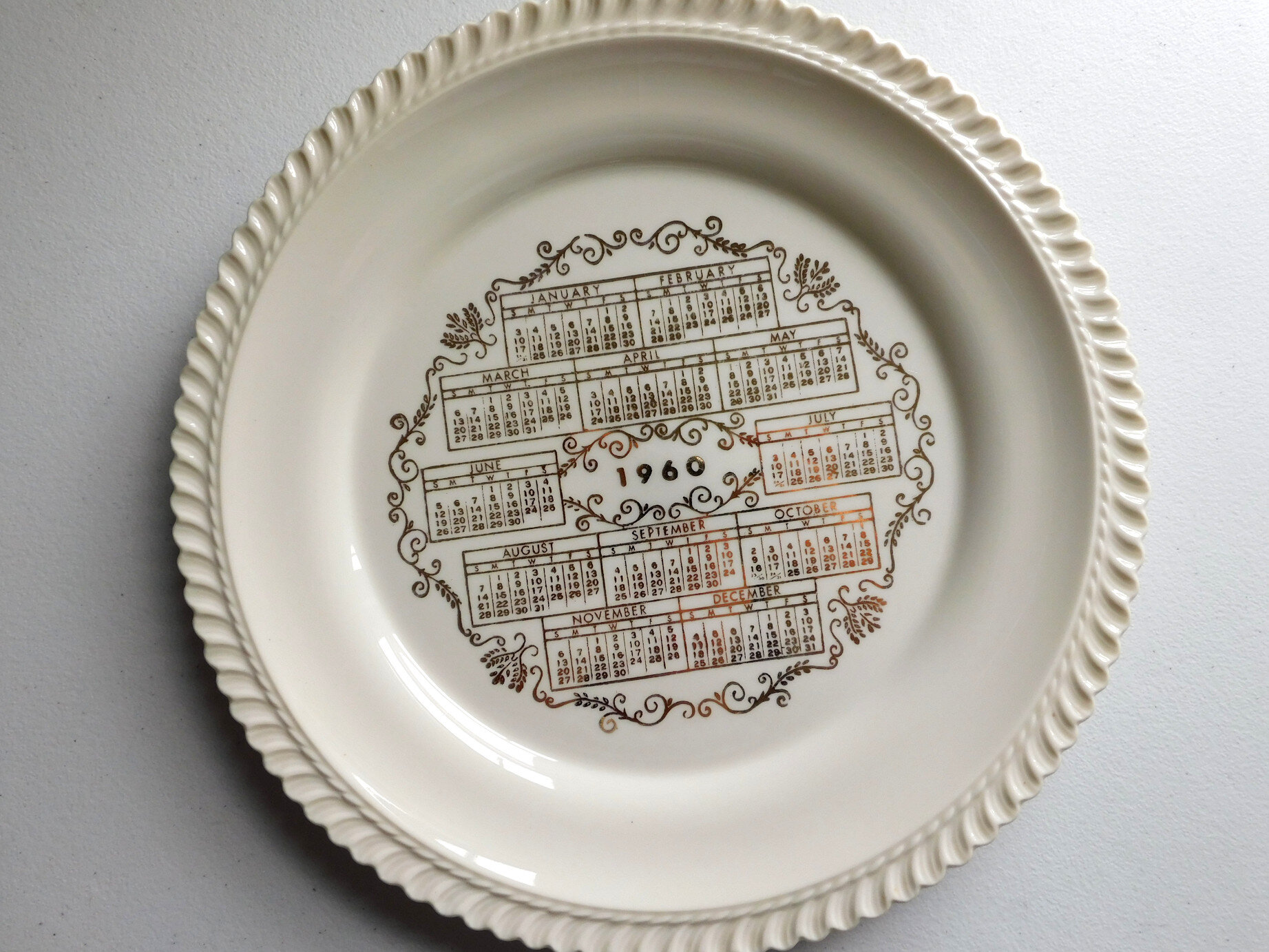 1960 Gold Calendar Plate