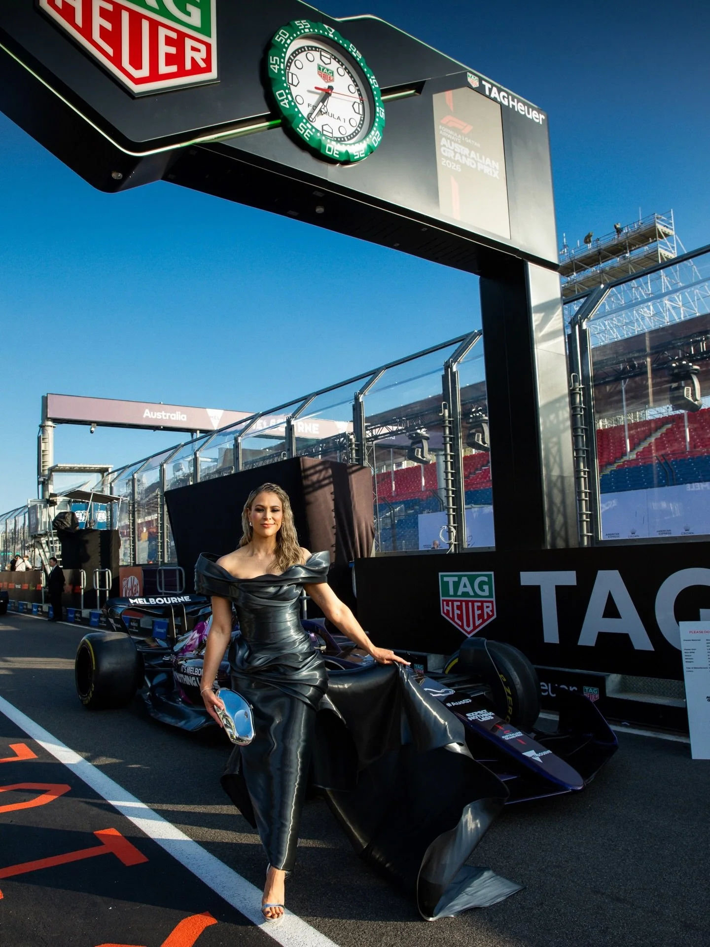 On the Formula 1 grid before the night began 🏁
DJing Glamour on the Grid

Dress @ziancouture 
Makeup @cjd_makeupartistry 
Hair @hairbychristined 
Bag @olgabergofficial 
Shoes @tonybianco 
Photo @lauracousens 
@ausgp @twenty3group @atlanticgroup