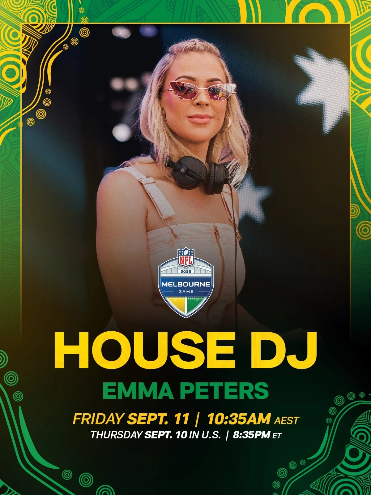 So excited to finally announce this! 🏈✨

I&rsquo;ll be the official House DJ, live on ground at the MCG for the first-ever NFL regular season game in Australia.

The San Francisco 49ers take on the Los Angeles Rams on Friday 11 September, and I can&