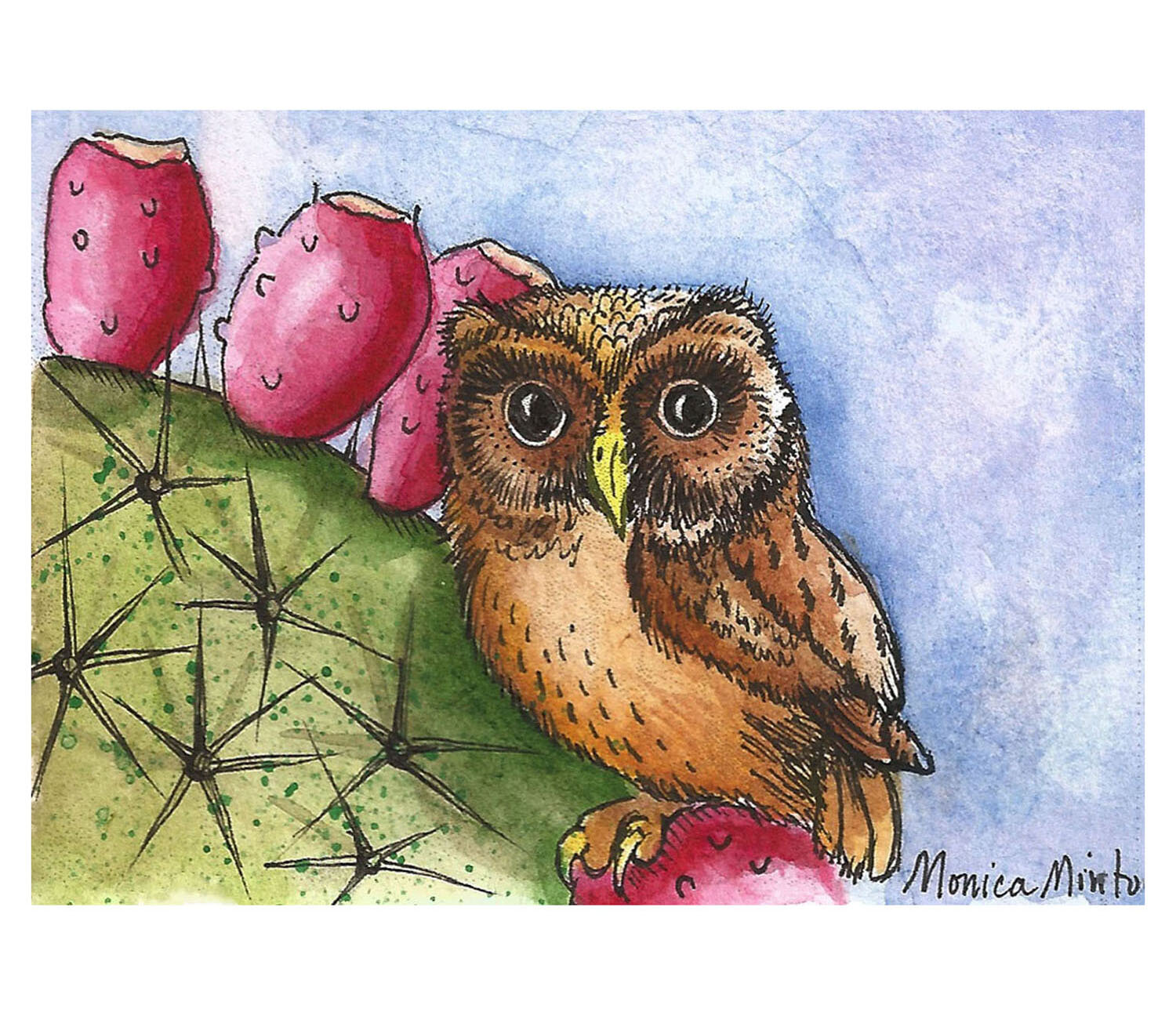 ACEO owl watercolor