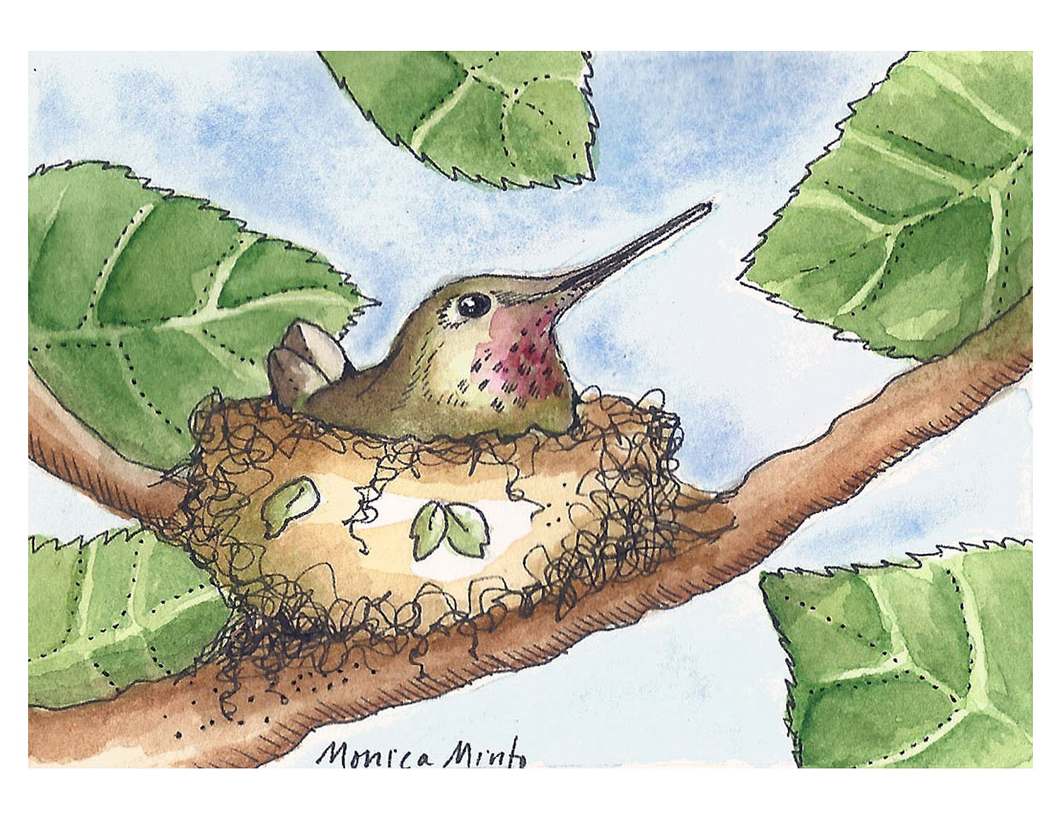 ACEO hummingbird watercolor