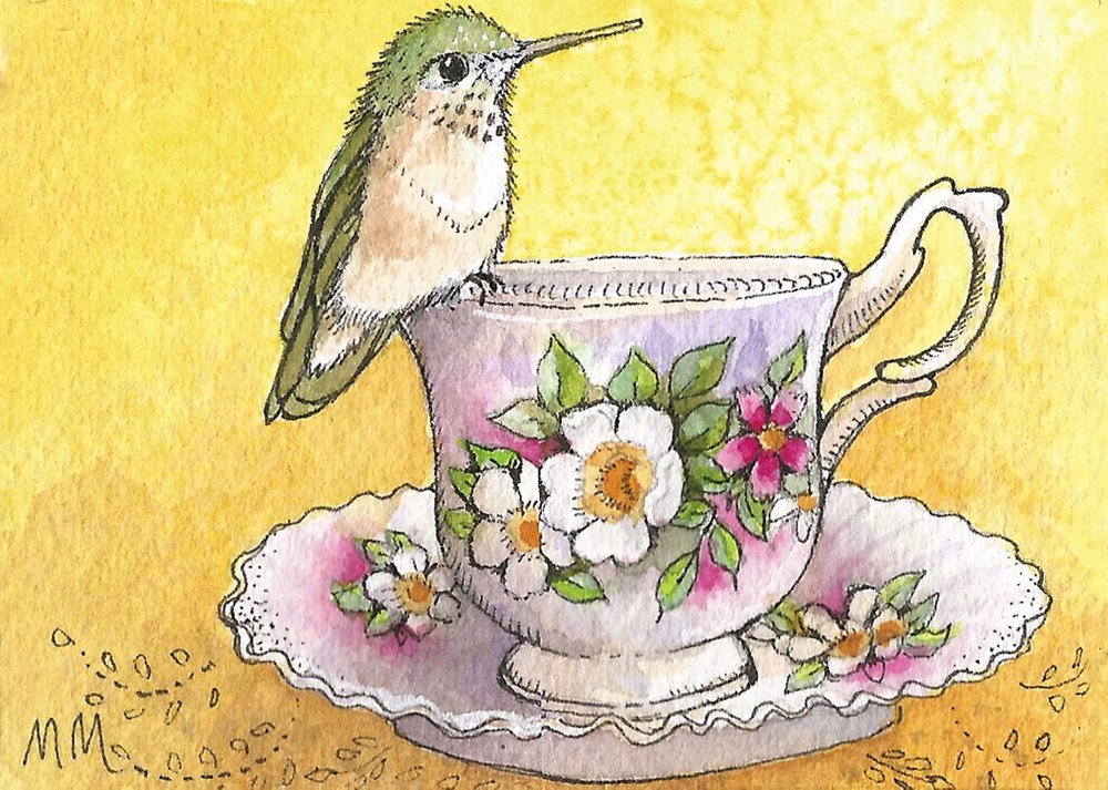 Hummer with teacup ACEO lr.jpg