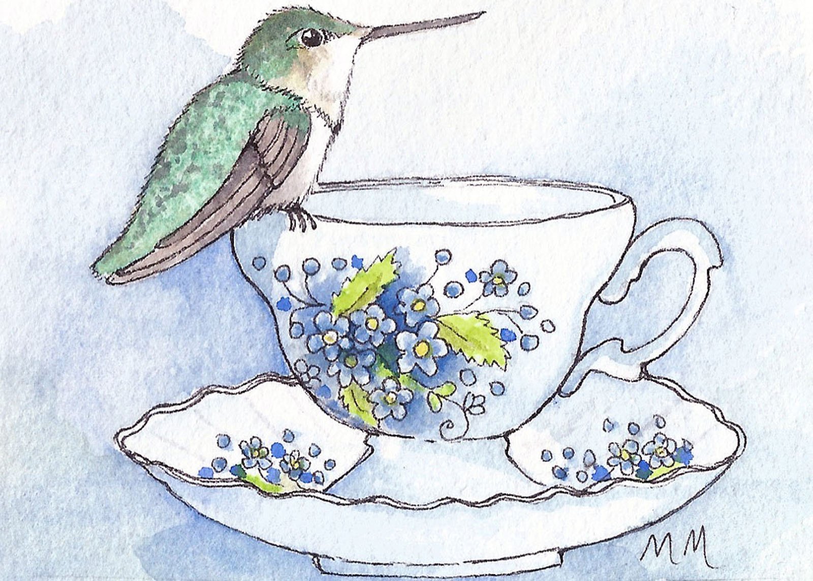 Hummer and teacup ACEOlr.jpg