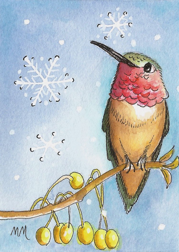 hummer and snowflakes 2 ACEO.jpg