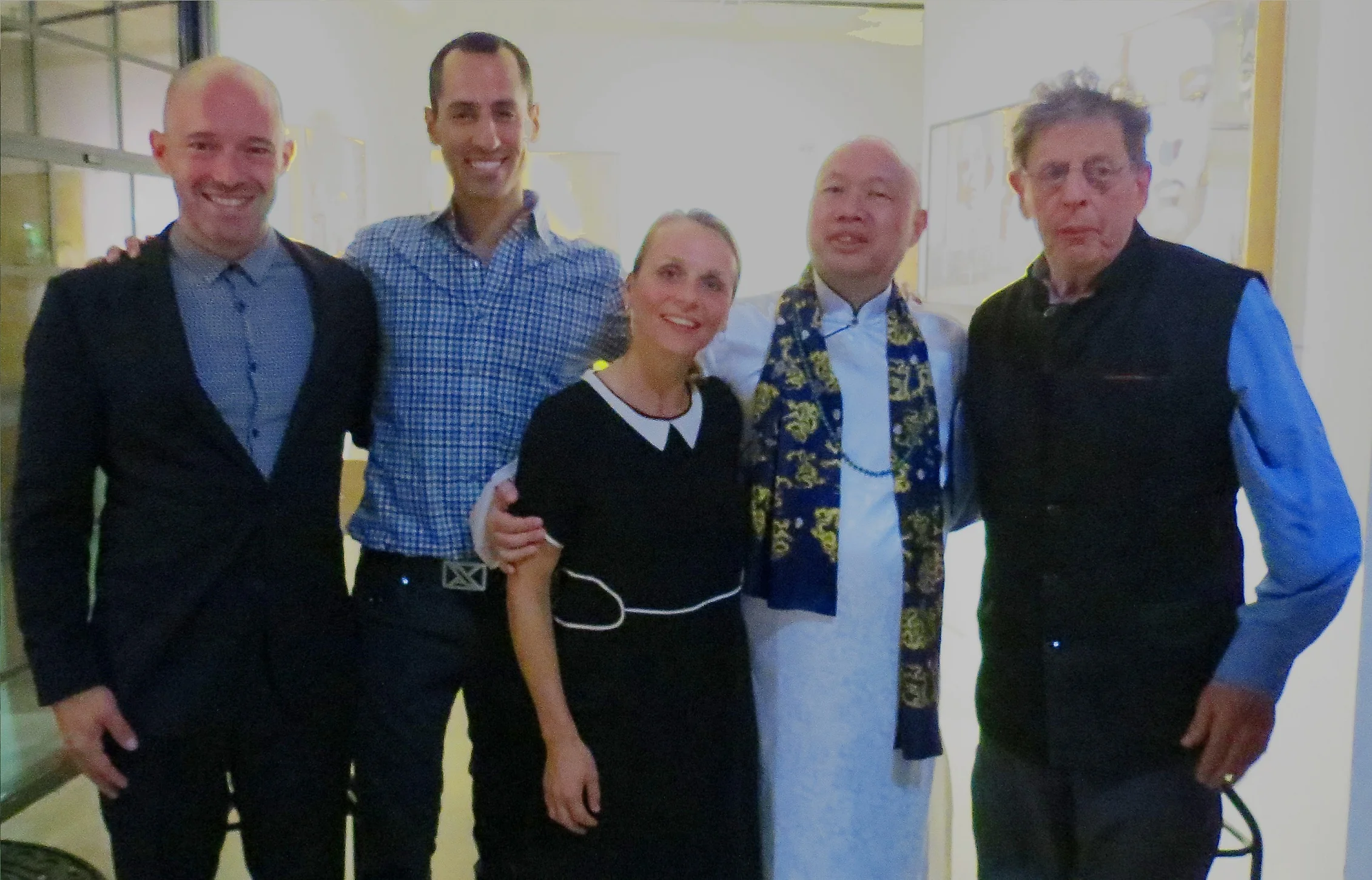 Sat Hon and Jonathan Angelilli with Philip Glass at his "Days and Nights Festival" in 2017.