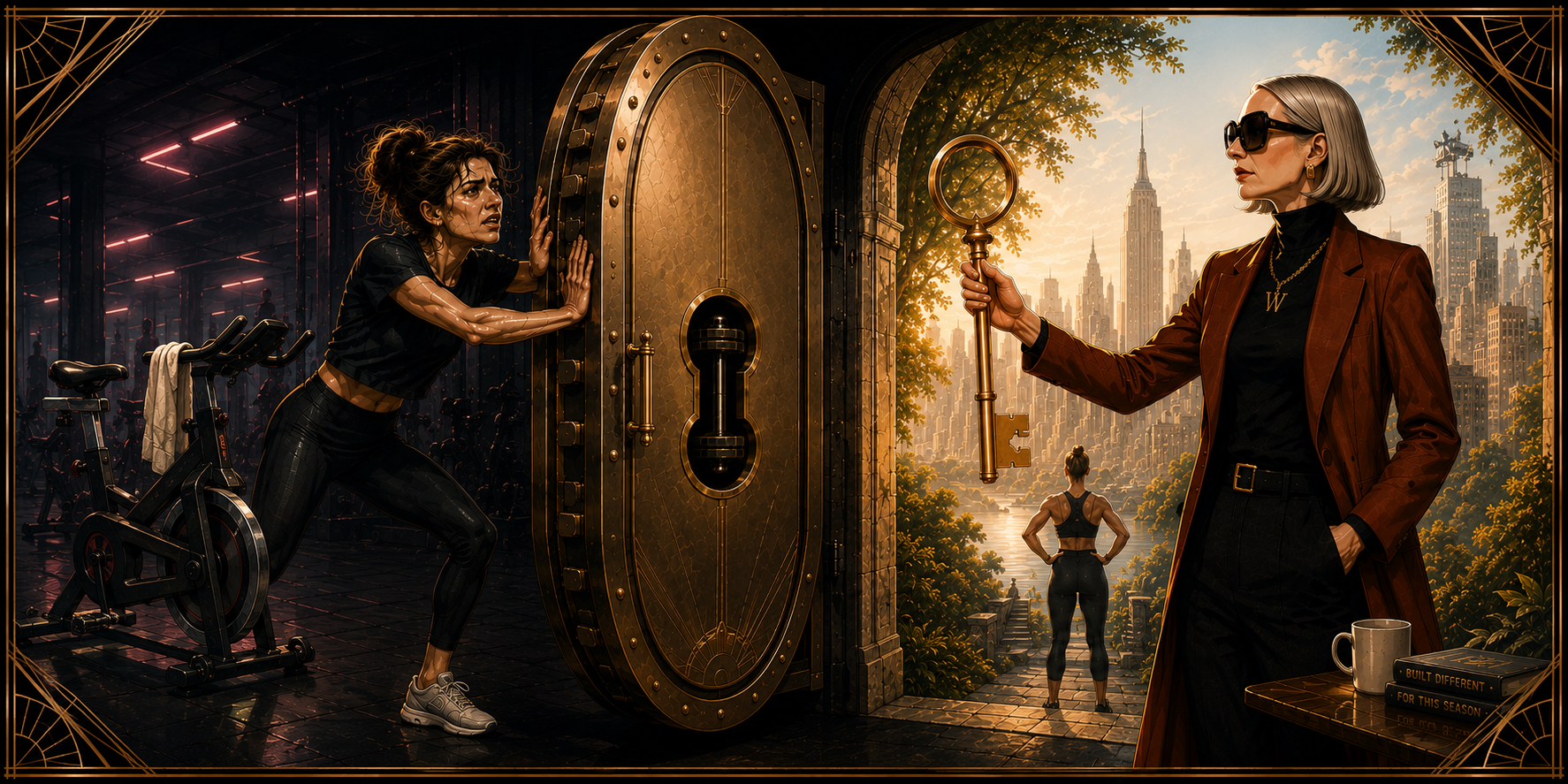 Pure Strength NYC blog header graphic for Stop Chasing Sweat article focusing on strength training for women over 40.