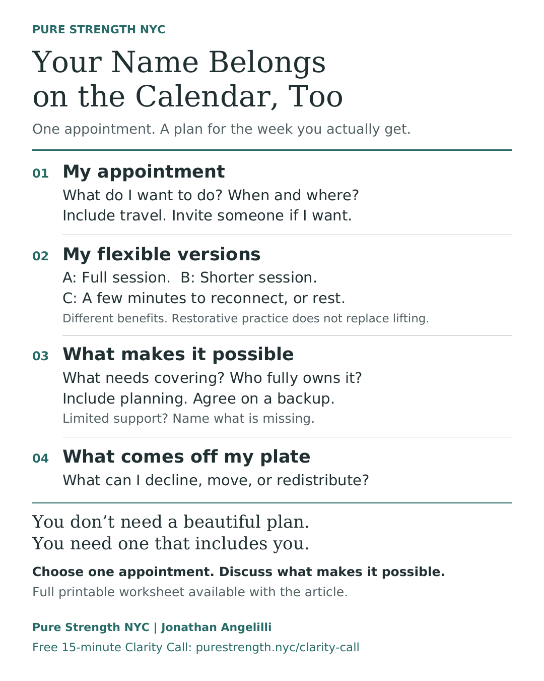 Back to school reset checklist for strength training and self-care. PureStrength.NYC