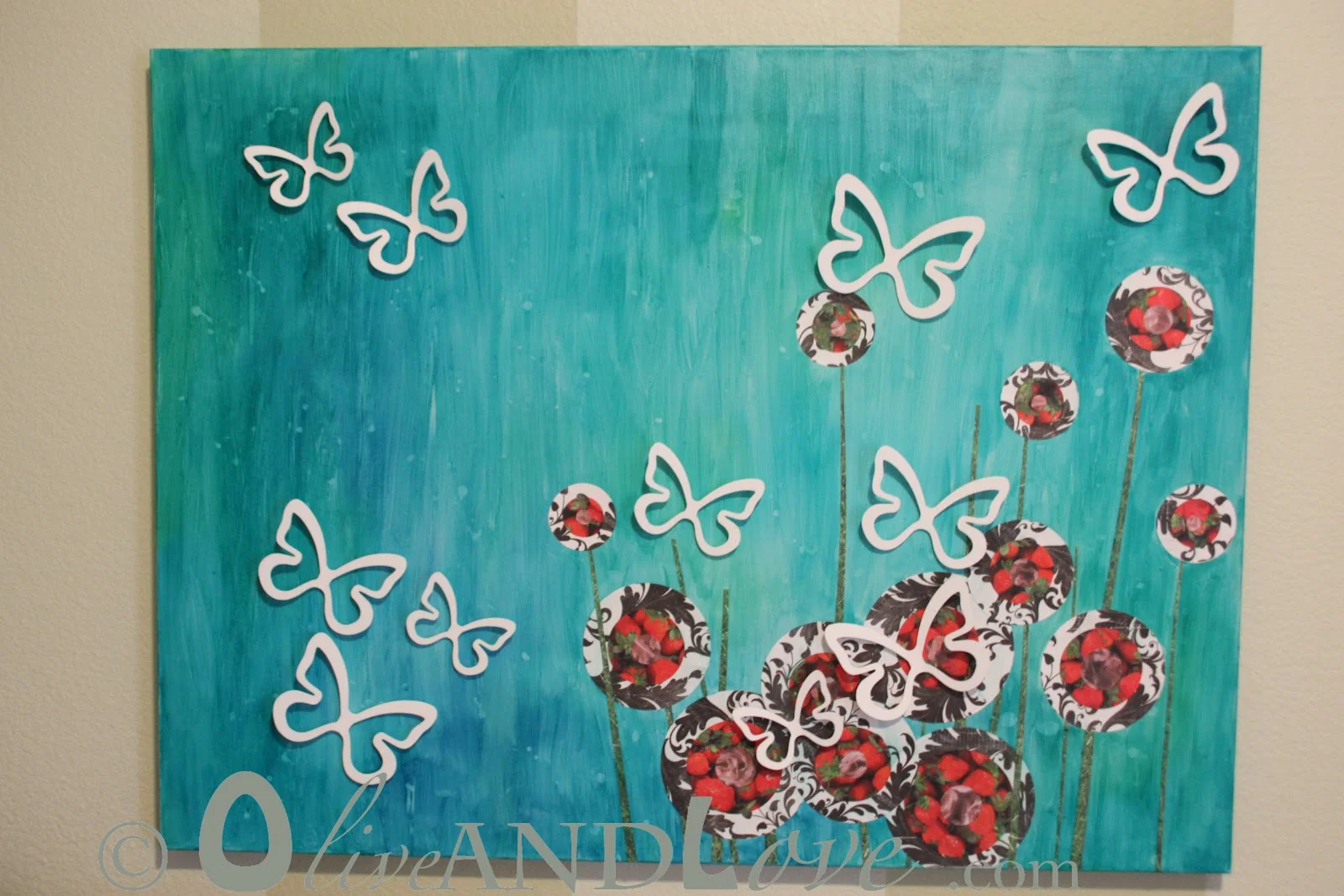 3D Canvas Art with Butterflies and Scrapbook Flowers