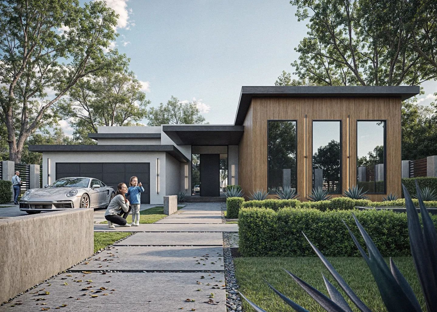 Front yard, modern and simple, in the works.
Amazing rendering by:  @ak.vizion
.
.
.
.
.
.
.
.
.
.
.
.
#h&ocirc;f #landscape #landscapearchitecture #pool #landscapedesign #hardscape #paving #pavers #planting #trees #shrubs #groundcover #softscape #re